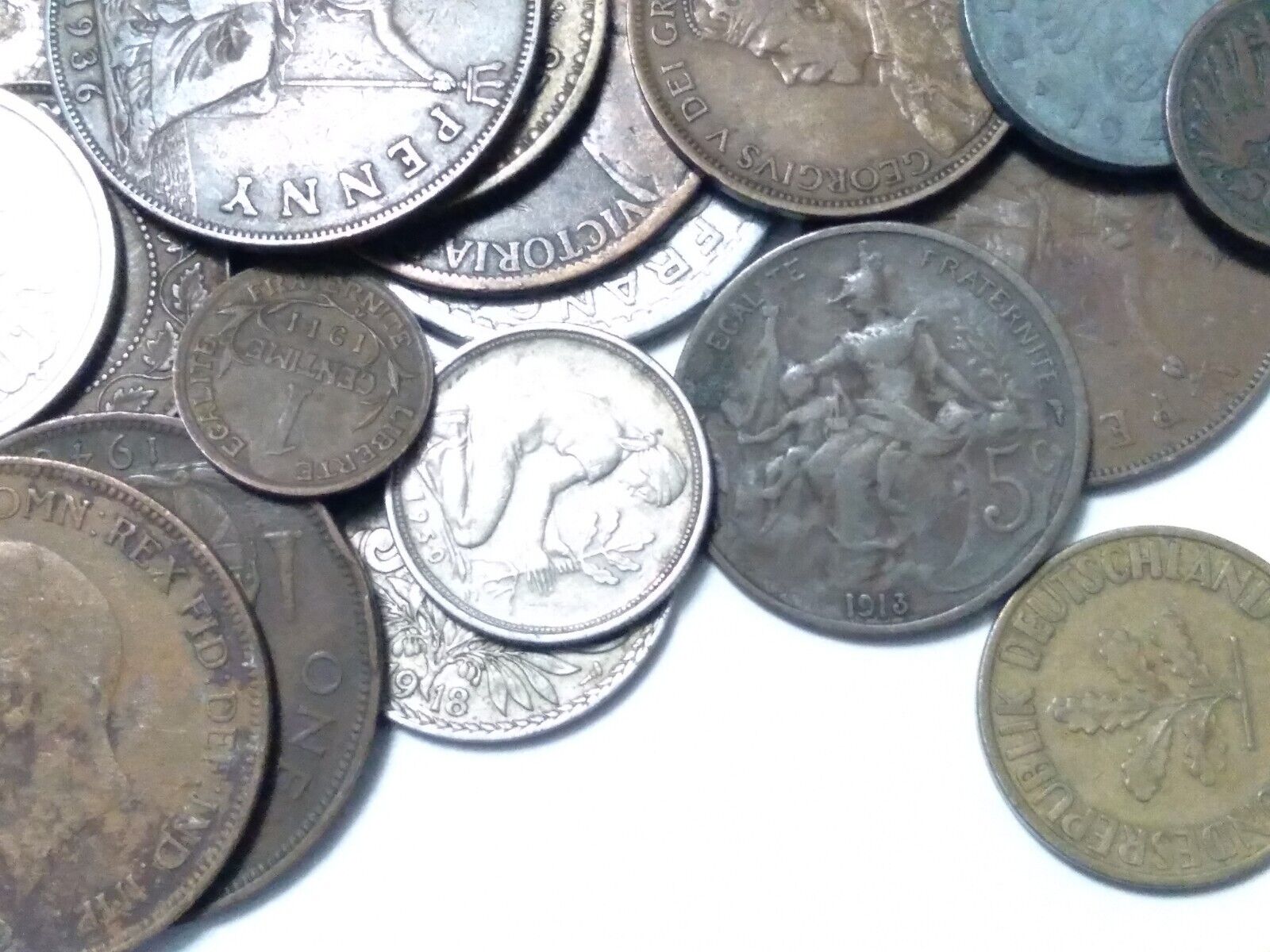 Vintage World Coins, (10) Randomly Selected Coins (1800s-1950) Various Countries