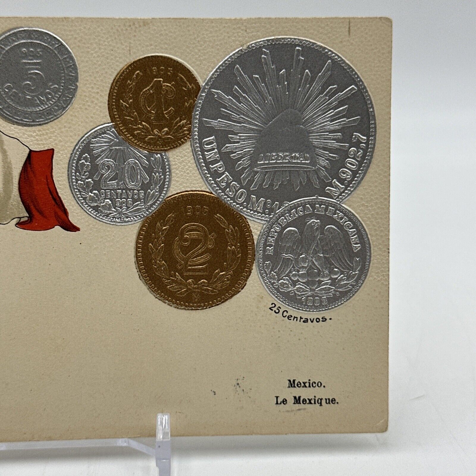 Vintage Embossed Coin Postcard Mexico 1800s 1900