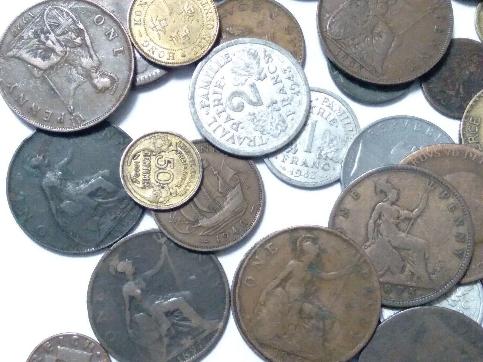 Vintage World Coins, (10) Randomly Selected Coins (1800s-1950) Various Countries
