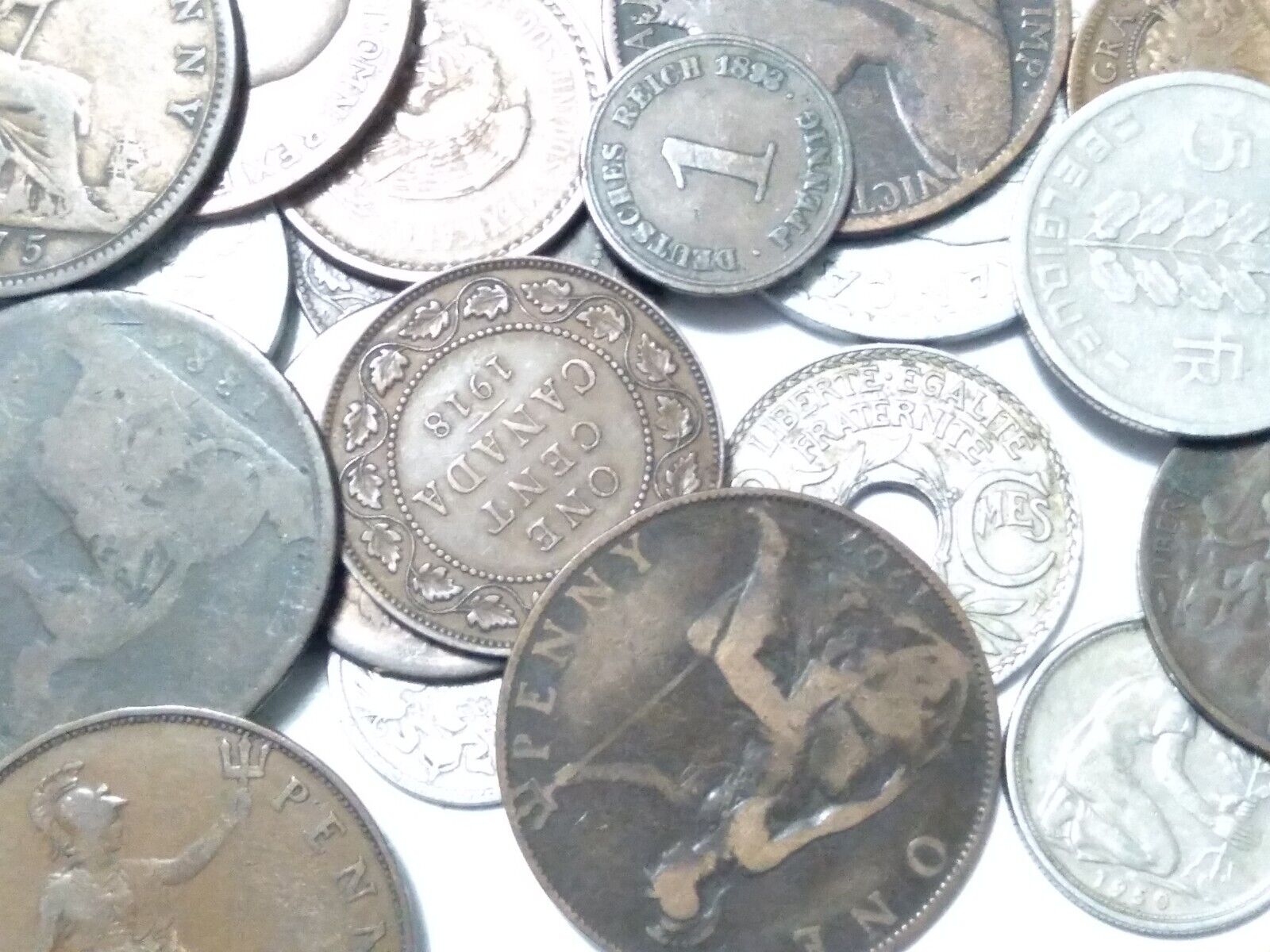 Vintage World Coins, (10) Randomly Selected Coins (1800s-1950) Various Countries