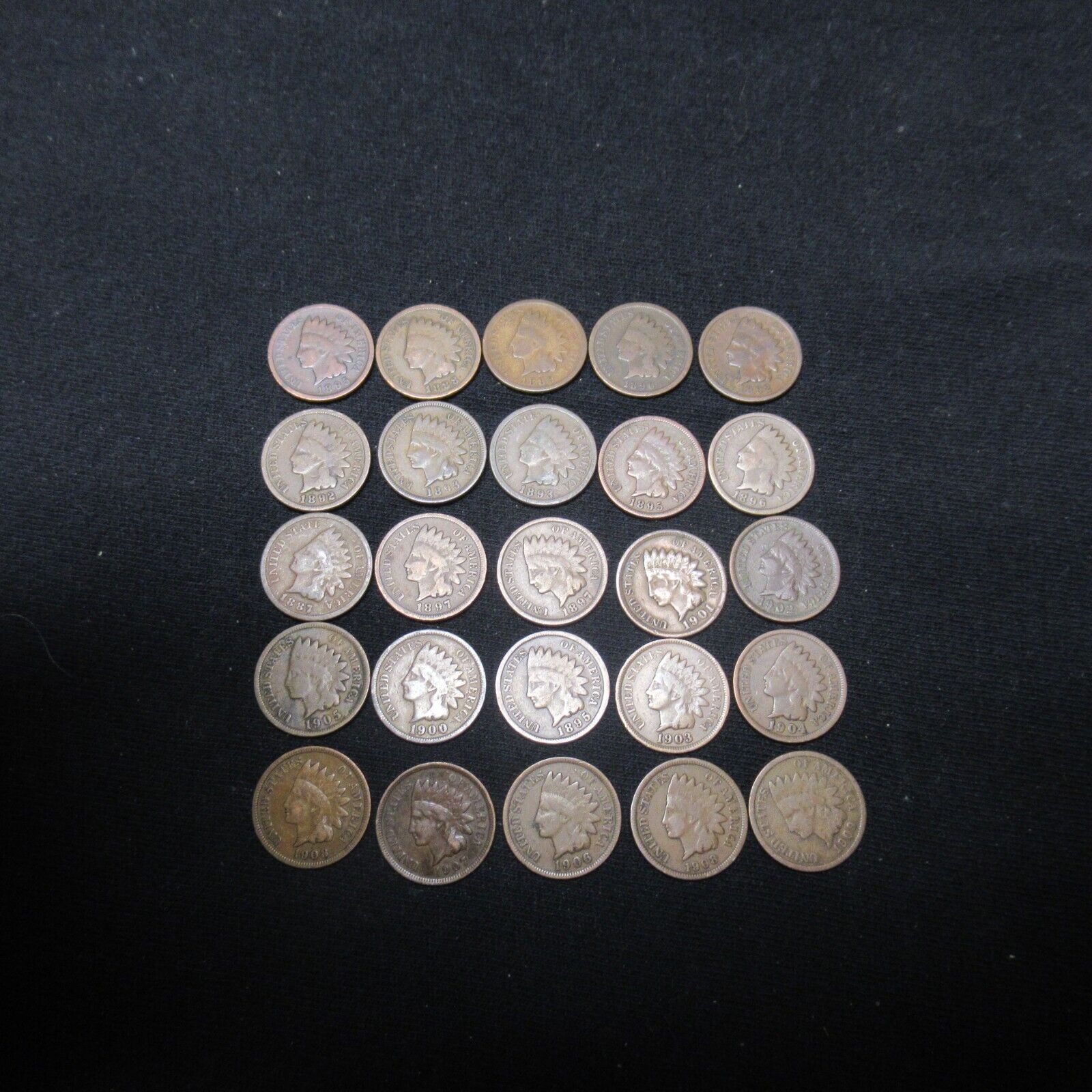 VINTAGE INDIAN HEAD CENT PENNY/LOT ROLL OF 50 COINS FROM BANK OF WYOMING  RCRL
