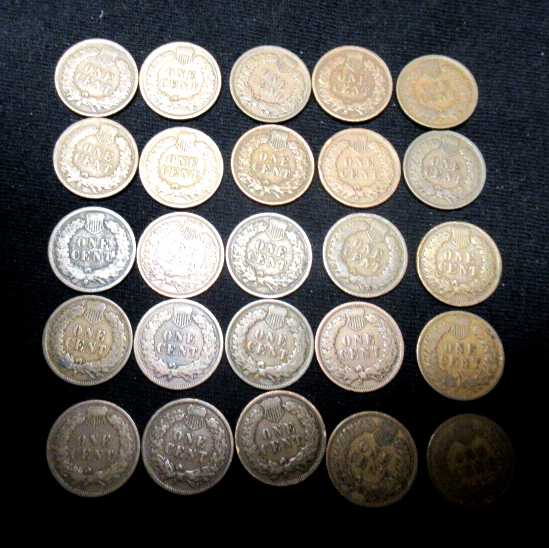 VINTAGE INDIAN HEAD CENT PENNY/LOT ROLL OF 50 COINS FROM BANK OF WYOMING  RCRL