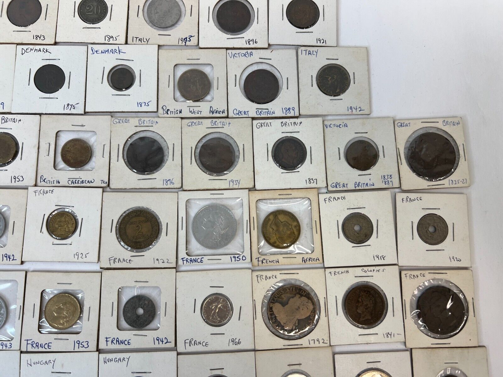 Large Lot of 202 World Coins 1800's 1900's France Italy Great Britain Hungry