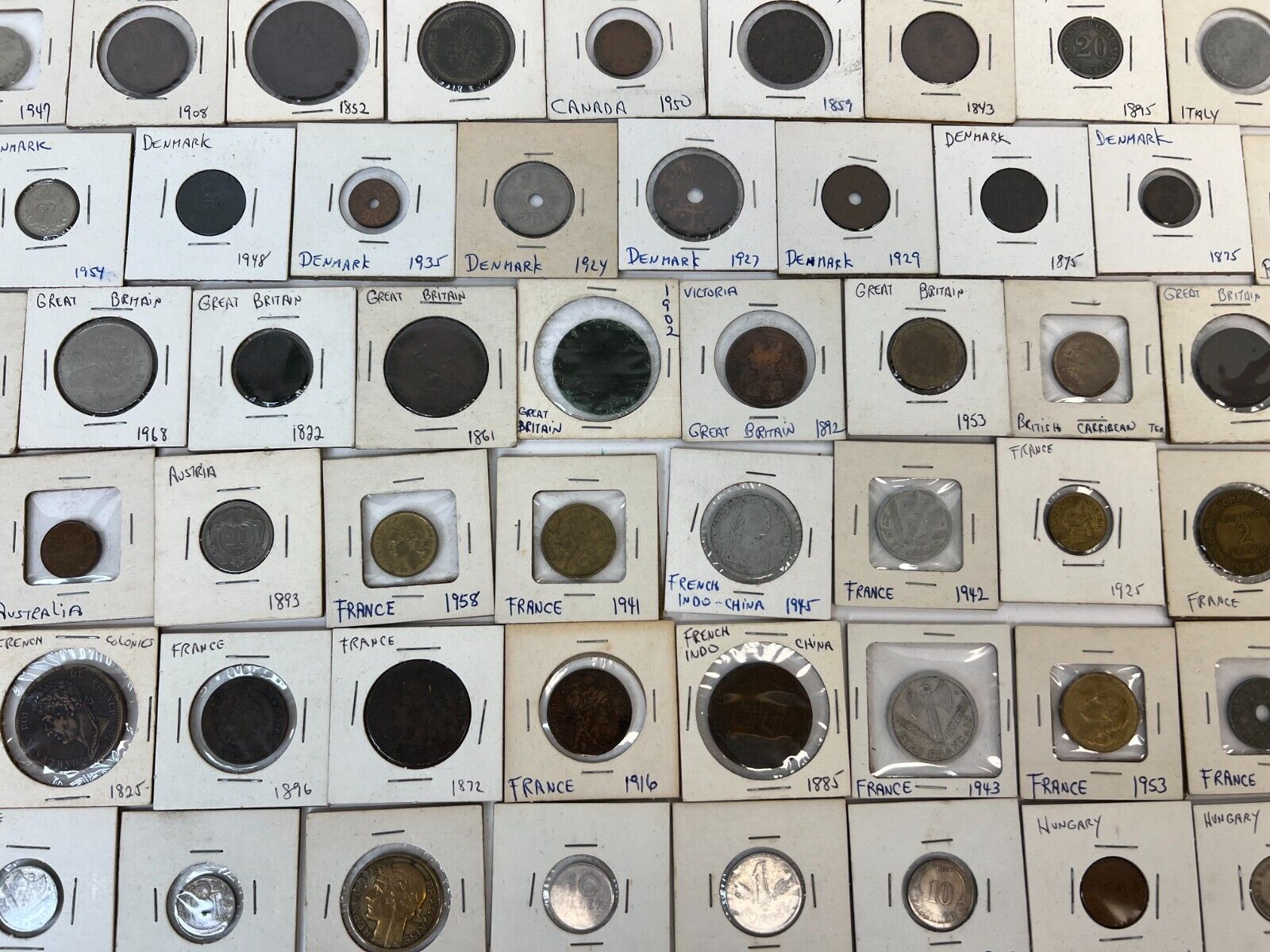 Large Lot of 202 World Coins 1800's 1900's France Italy Great Britain Hungry