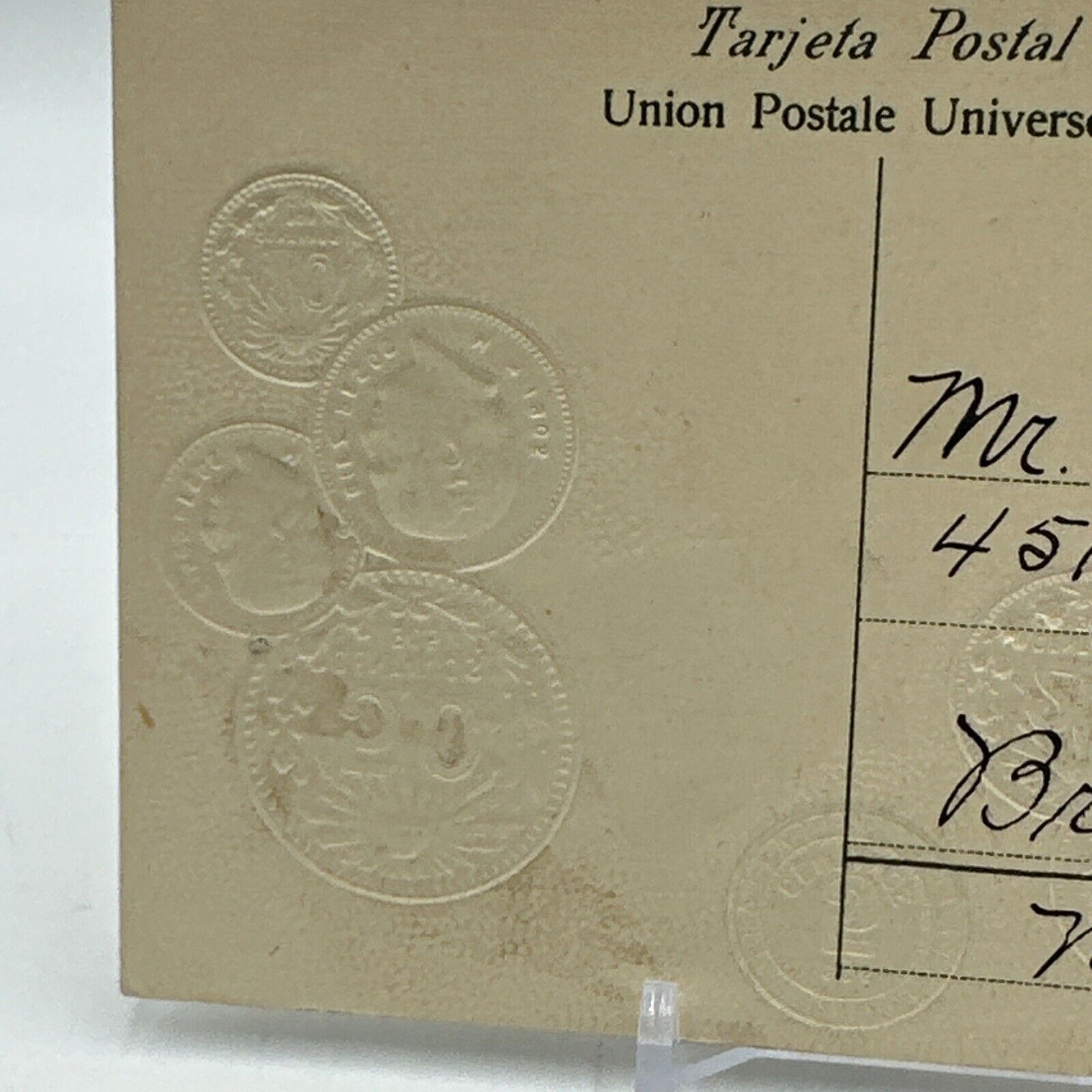 Vintage Embossed Coin Postcard Mexico 1800s 1900