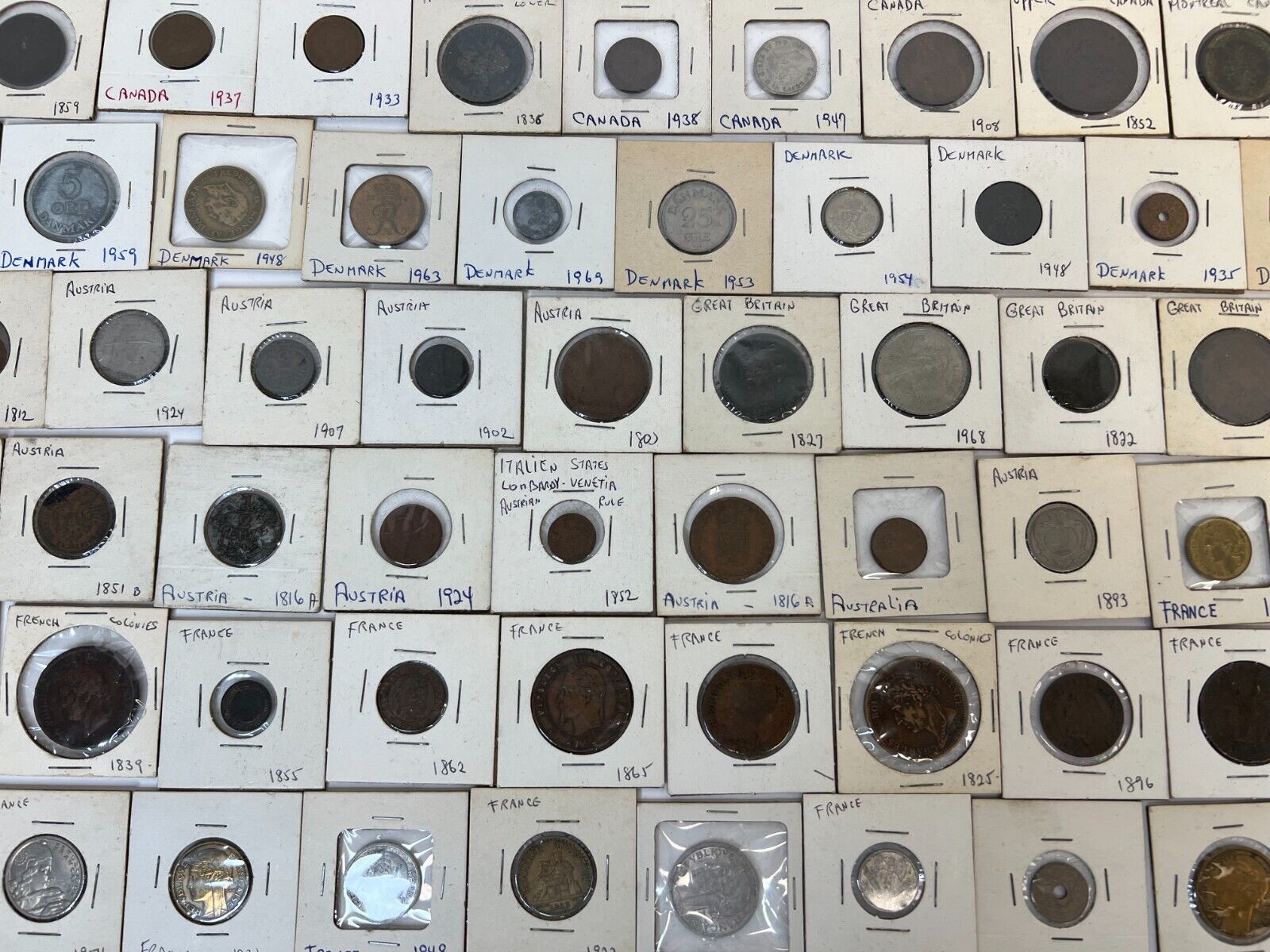 Large Lot of 202 World Coins 1800's 1900's France Italy Great Britain Hungry