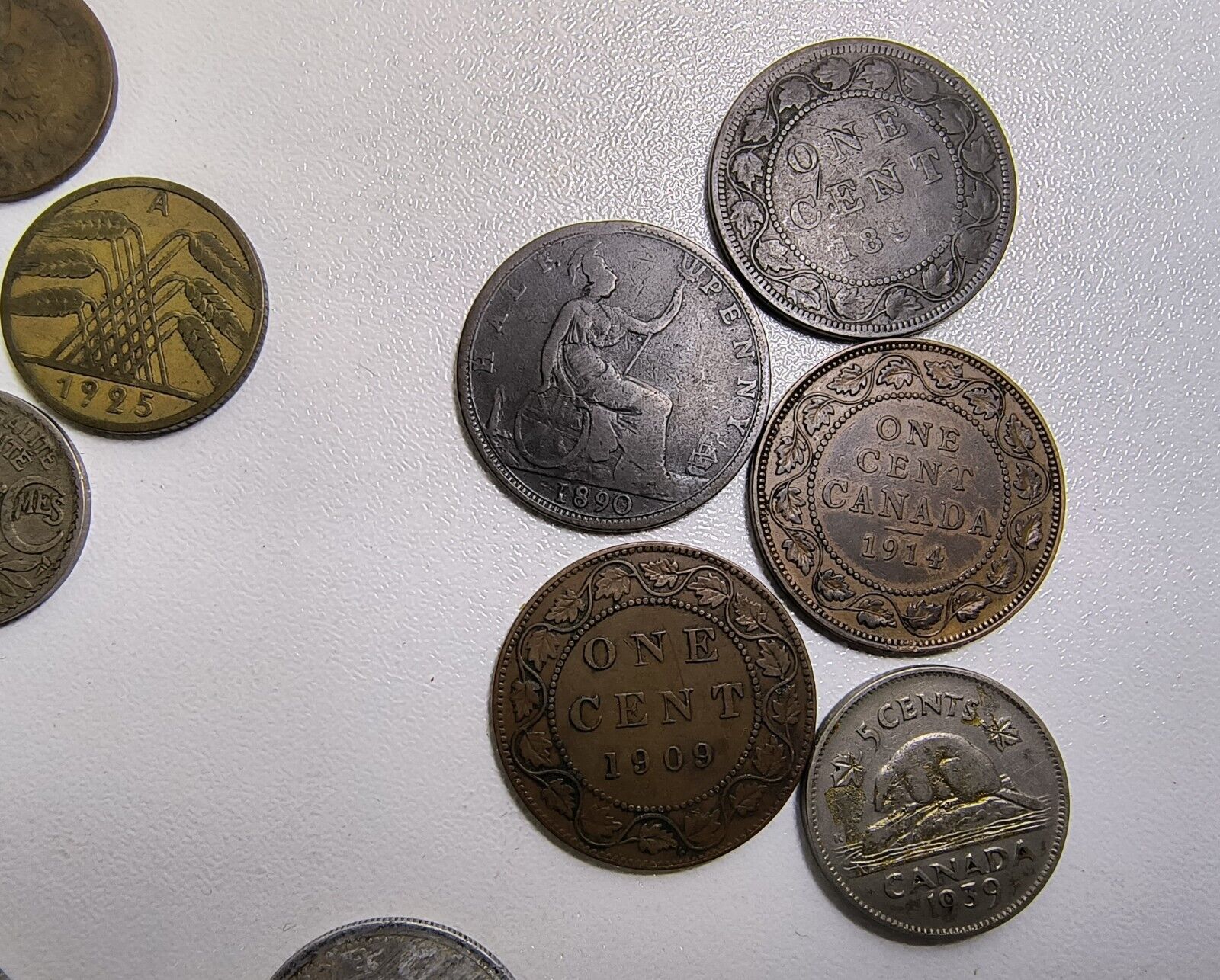 World Coins & Token Lot (38) Mixed Dates Countries 1800s-1900s U.S. Canada Asia