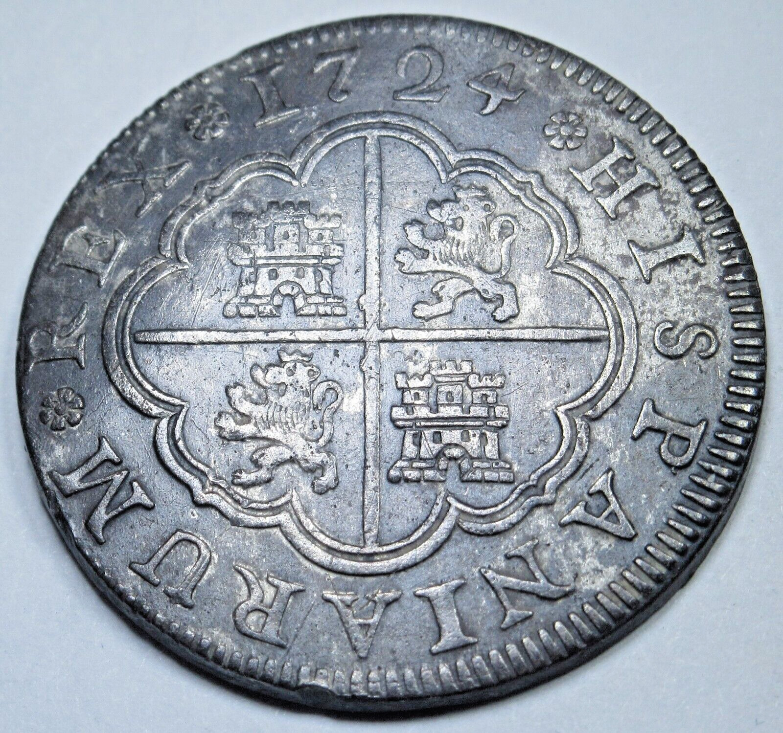 1724 Philippus Over Ludovicus Error Spanish Silver 2 Reales 1700's Luis I Coin