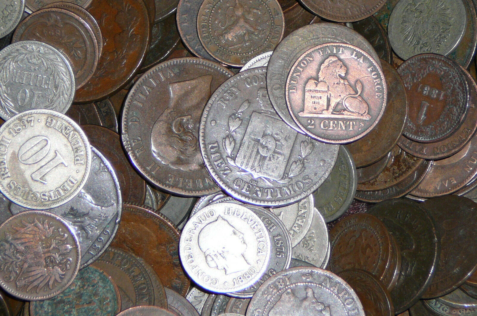 Ten Different Foreign Coins all Dated in the 1800's   Free Shipping 