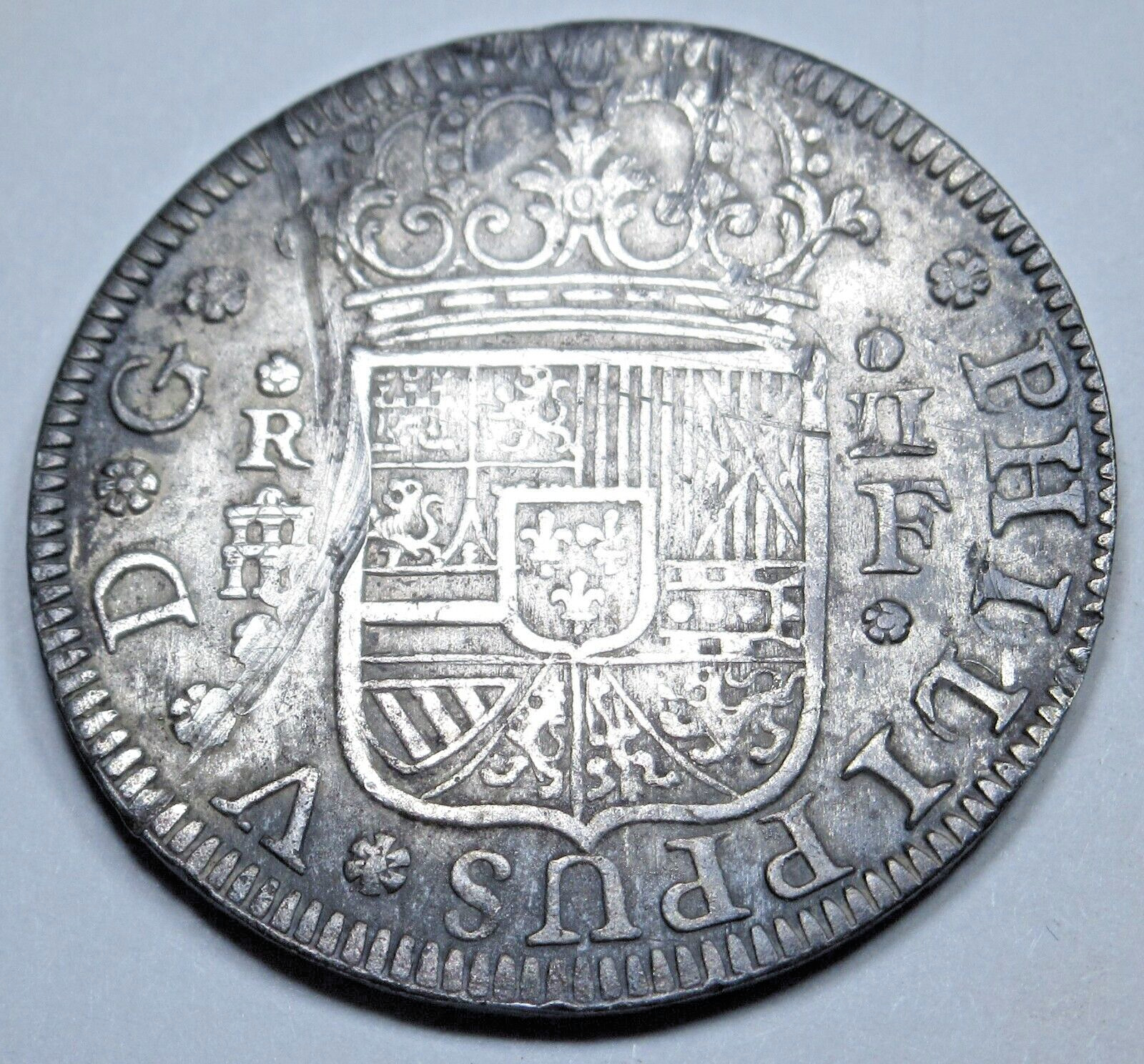 1724 Philippus Over Ludovicus Error Spanish Silver 2 Reales 1700's Luis I Coin
