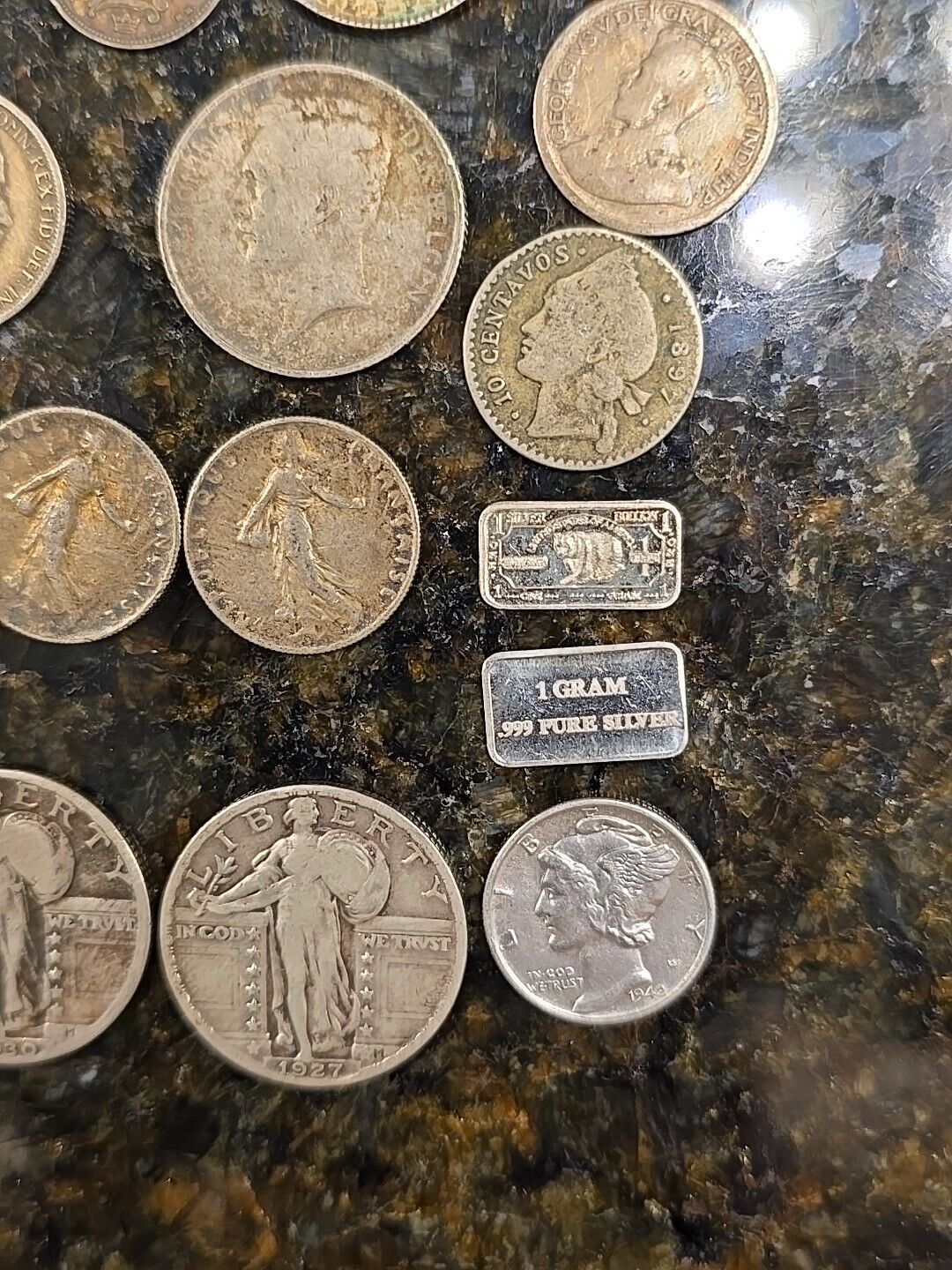 USA CANADA & WORLD 127 grams 30 Pieces SILVER LOT 1800's 1900's Foreign Coins