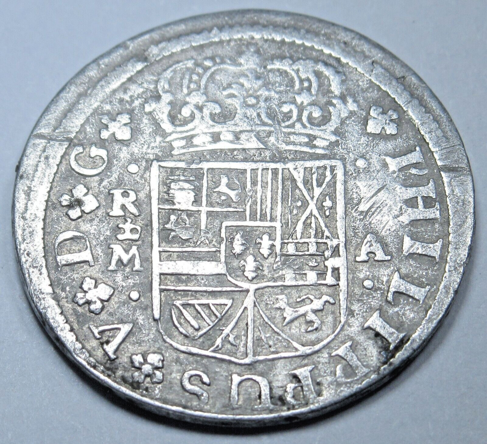 1726/1 Overdate Spanish Silver 1 Reales Genuine 1700s Colonial Cross Pirate Coin