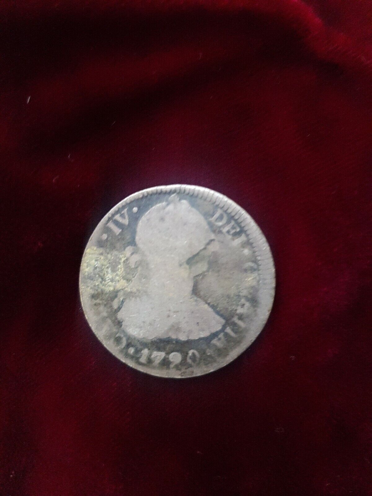 1790 off center Strike Spanish Bolivia Silver 2 Reales Error 1700's Pirate Coin