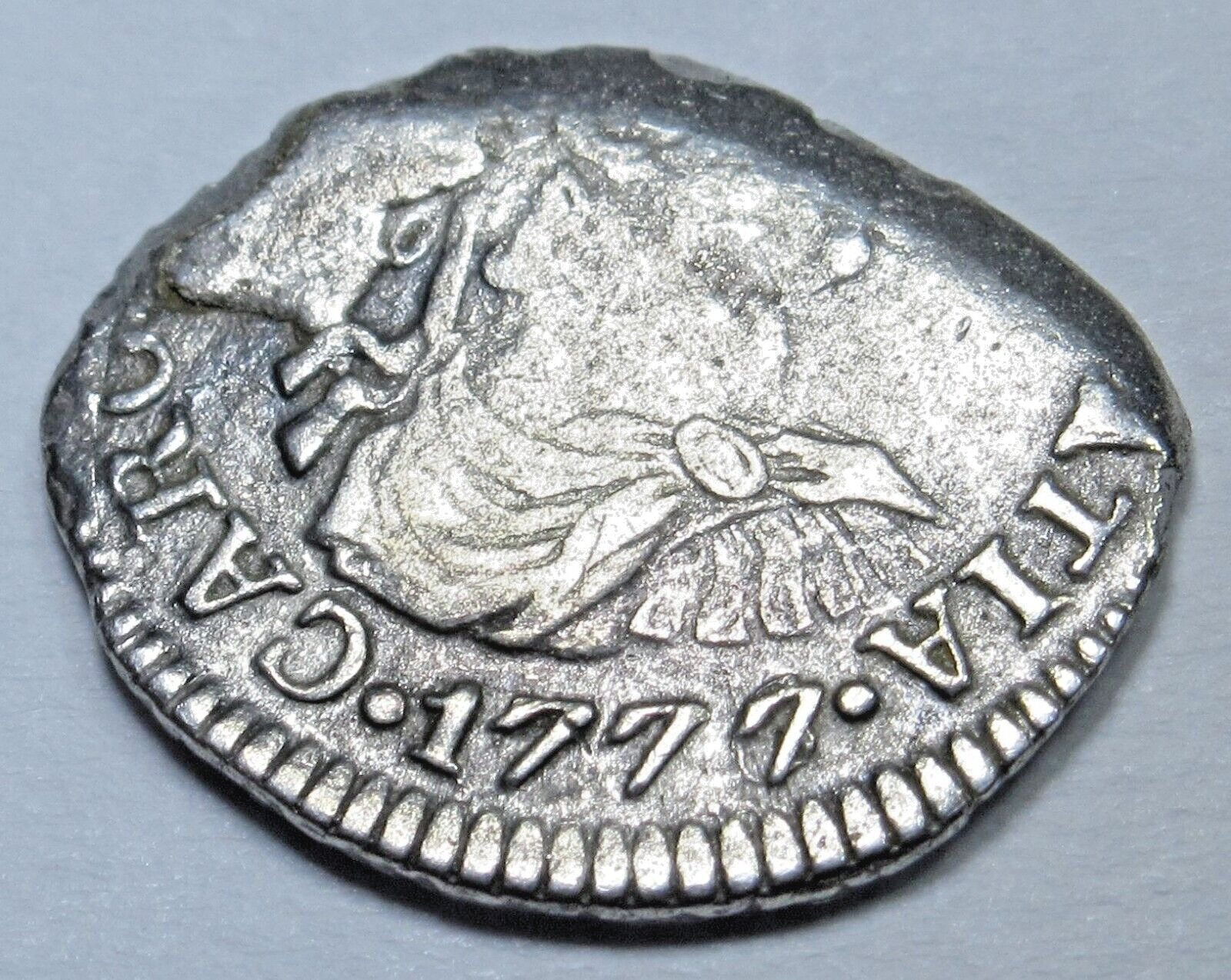 1777 over 1776 El Cazador Shipwreck Spanish Silver 1/2 Reales 1700's Pirate Coin