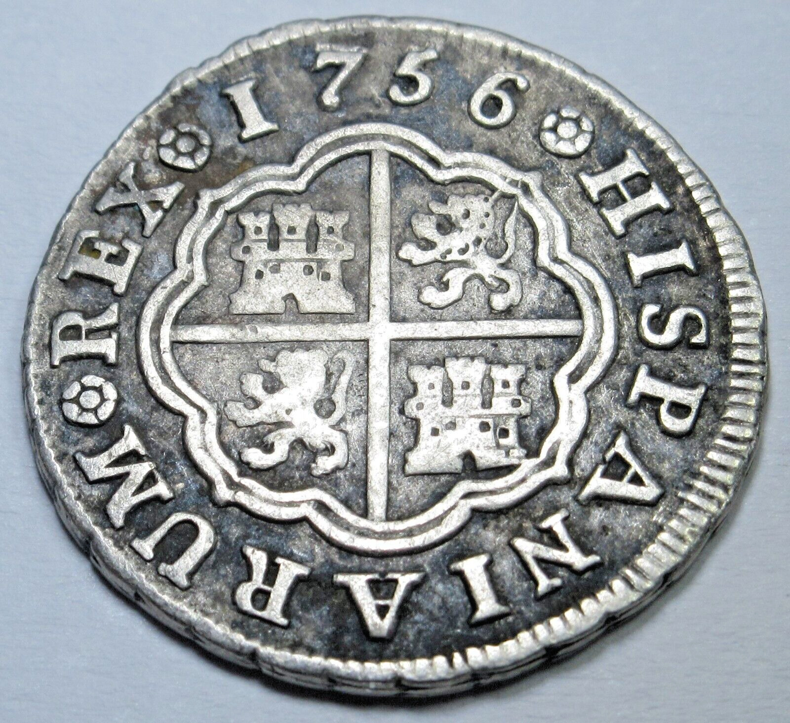 1756 Spanish Silver 1 Reales Genuine Antique 1700's Colonial Cross Pirate Coin