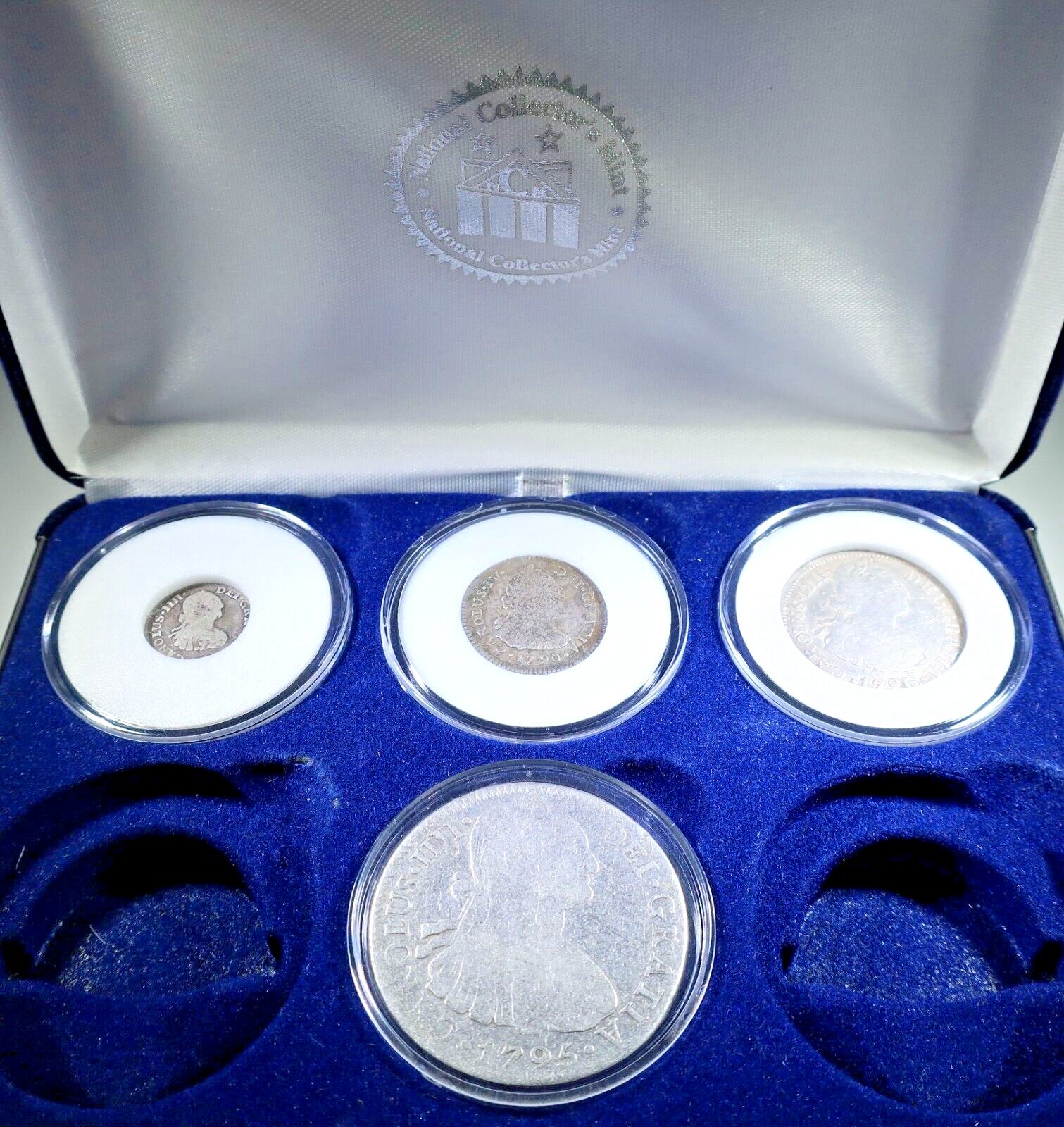 Spanish Colonial 1700's-1800's Silver 1/2 1 2 8 Reales Genuine Coin Set With COA