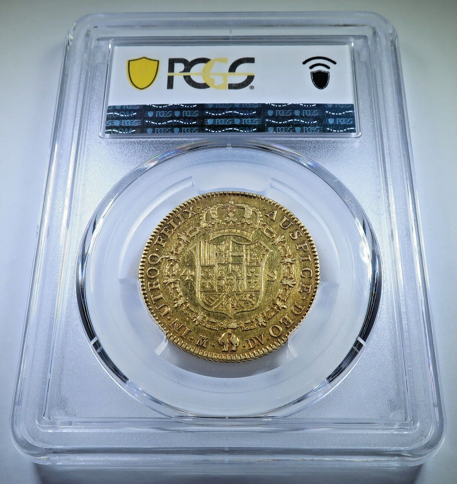 PCGS AU-50 1786 Spanish Gold 4 Escudo Doubloon Antique 1700's Colonial Coin