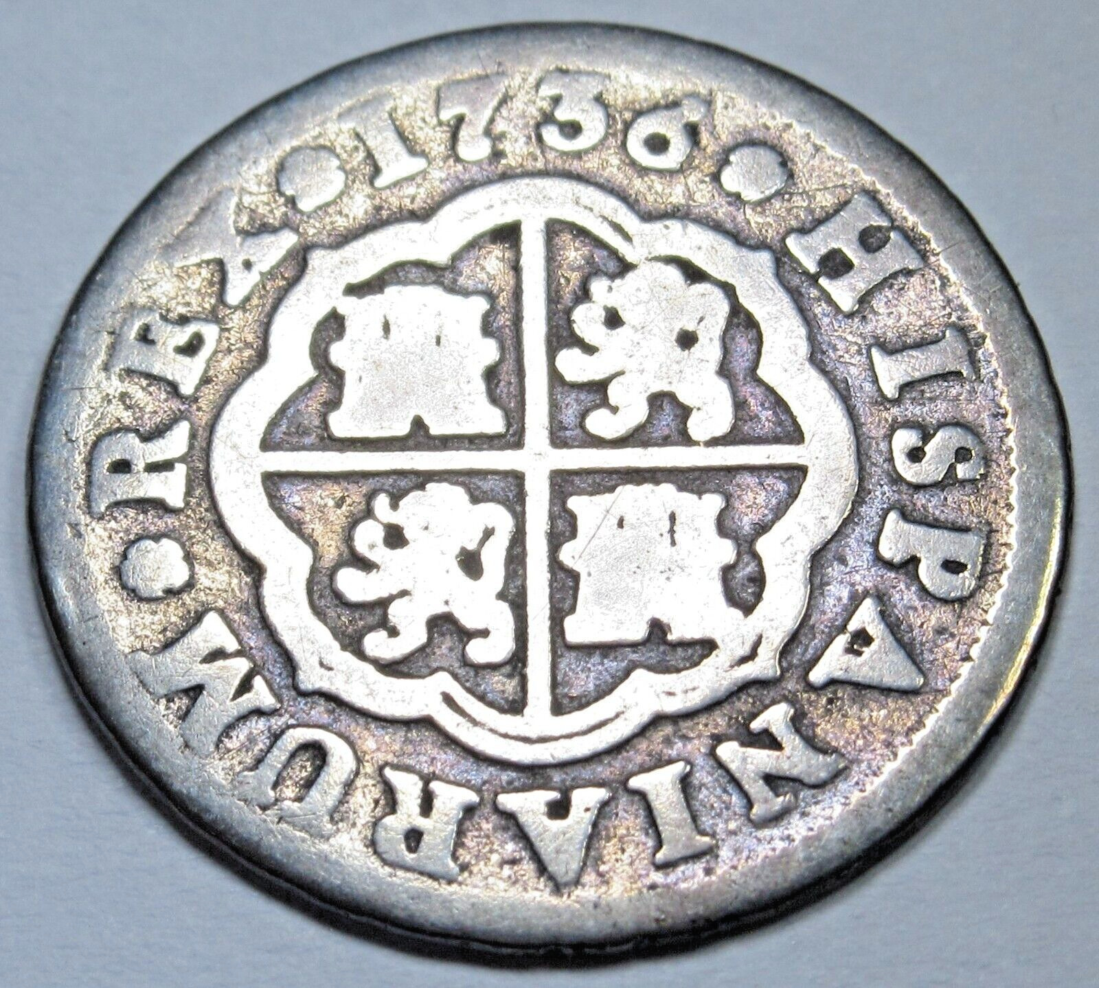 1736 Spanish Silver 1 Reales Genuine Antique 1700's Colonial Cross Pirate Coin