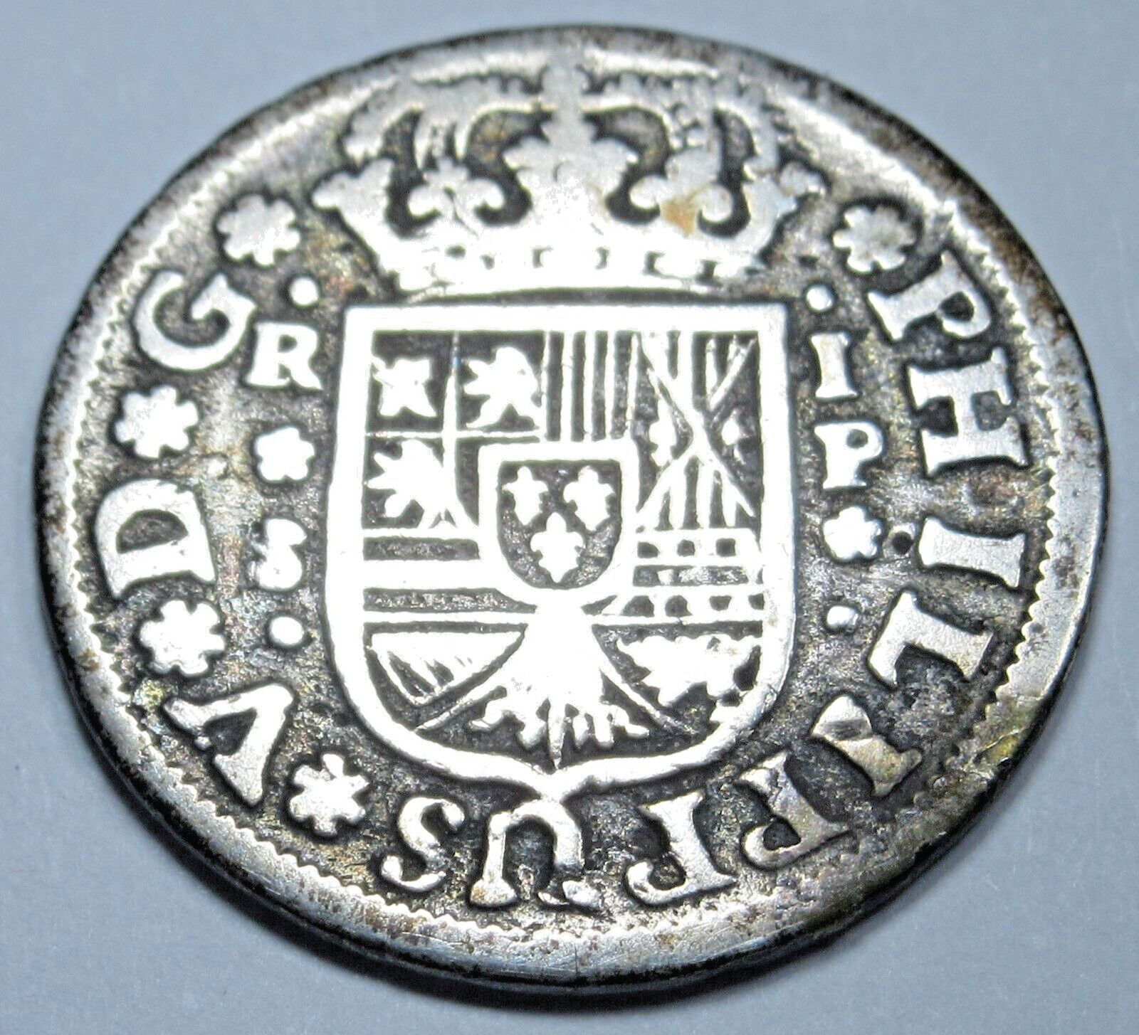 1737 Spanish Silver 1 Reales Genuine Antique 1700s Colonial Cross Pirate Coin