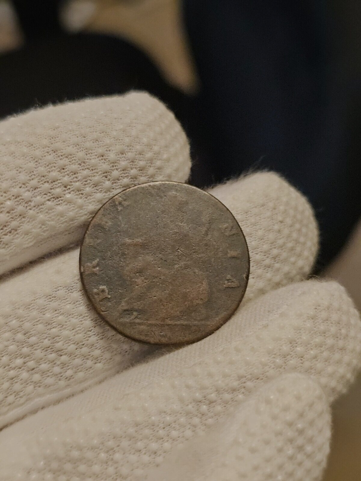 1700's Half Penny Light Weight Strange Looking Colonial Coin