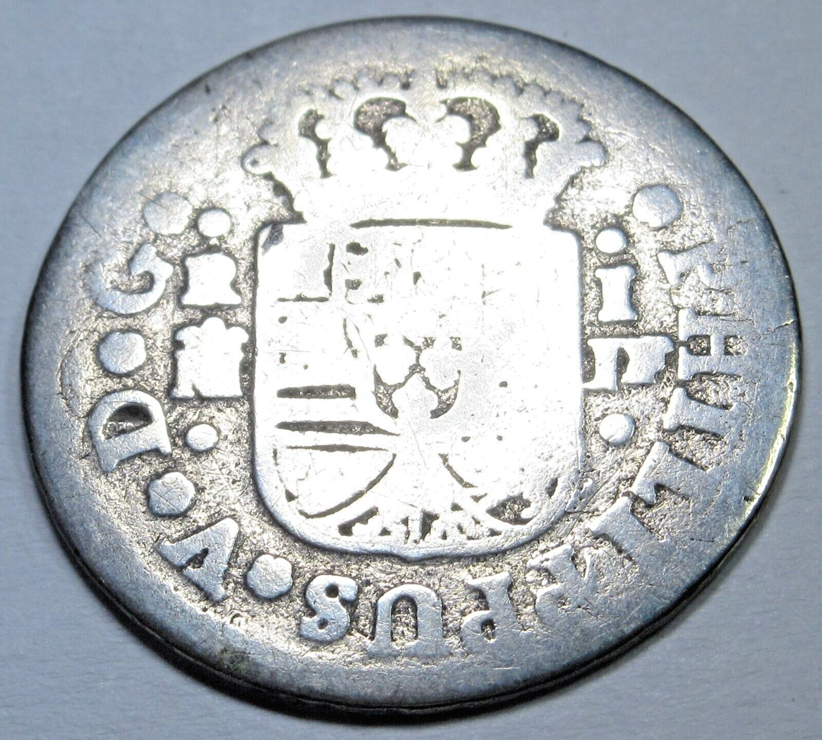 1736 Spanish Silver 1 Reales Genuine Antique 1700's Colonial Cross Pirate Coin