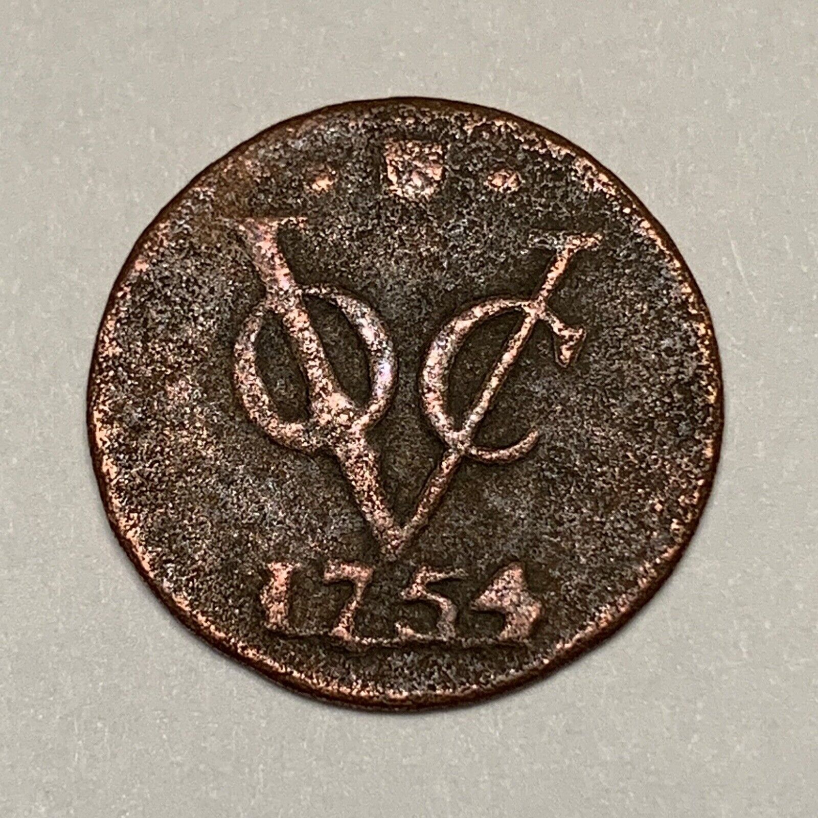 1700’s Coin With Error - Netherlands East Indies Half Duit  FREE SHIPPING