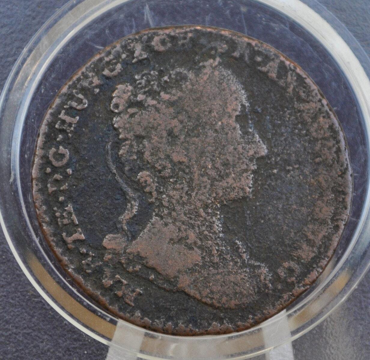 1745 Belgian Liard Coin - Belgium One Laird Coin Colonial Era Coin - 1700s Coins