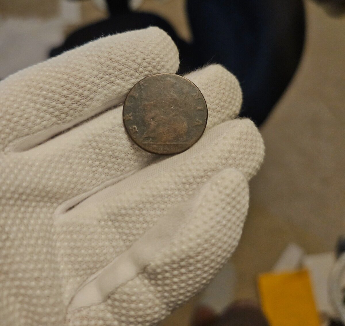 1700's Half Penny Light Weight Strange Looking Colonial Coin