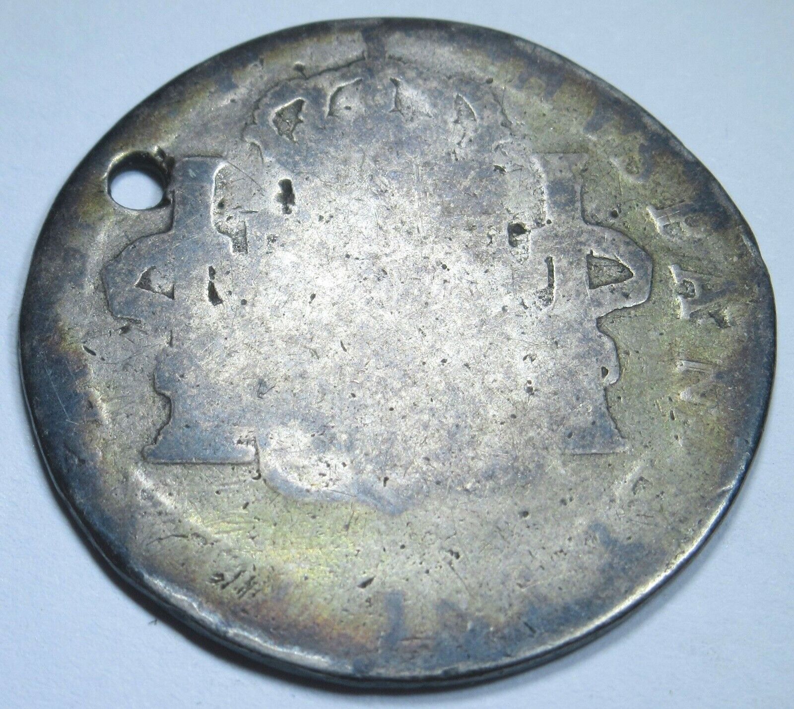 1700's Spanish Colonial Silver 2 Reales JA Counterstamp Antique Two Bits Coin