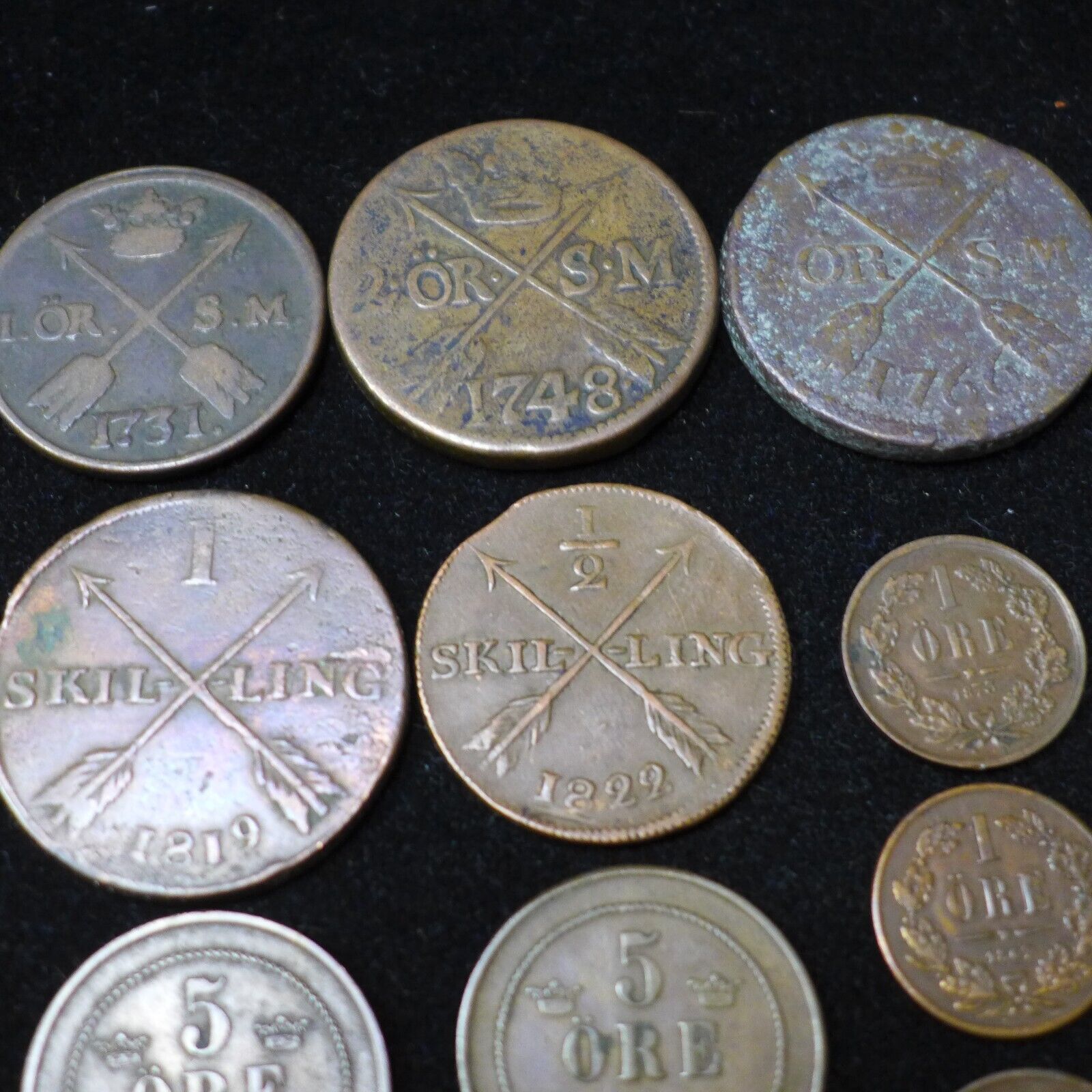 Lot of (60) SWEDEN MINOR COINS, SKILLING, ORE 1700's - 1900's