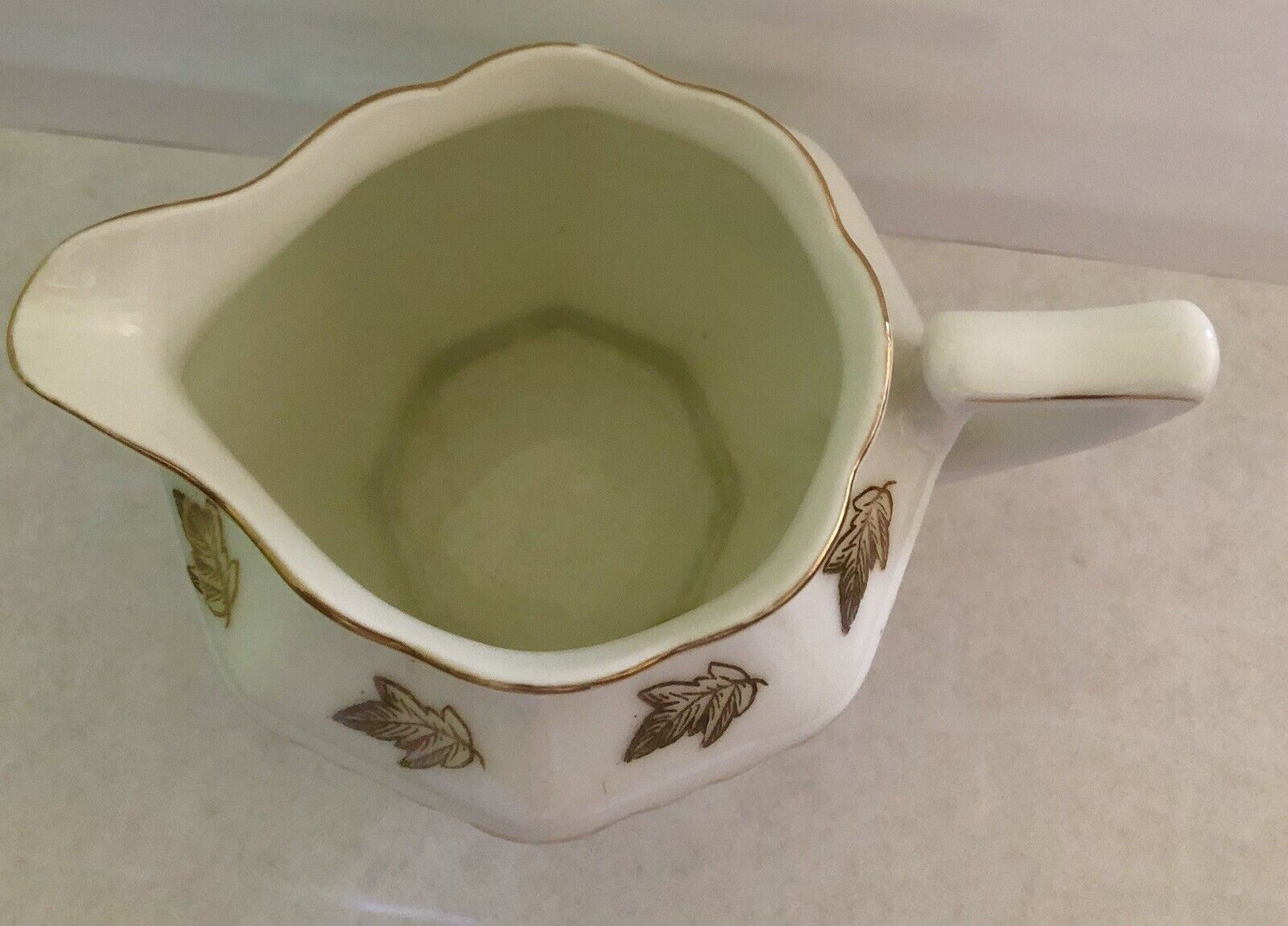 Vintage Z.S. & Co. Bavaria 1900's Christmas "Holly & Berry" Gold Creamer Pitcher