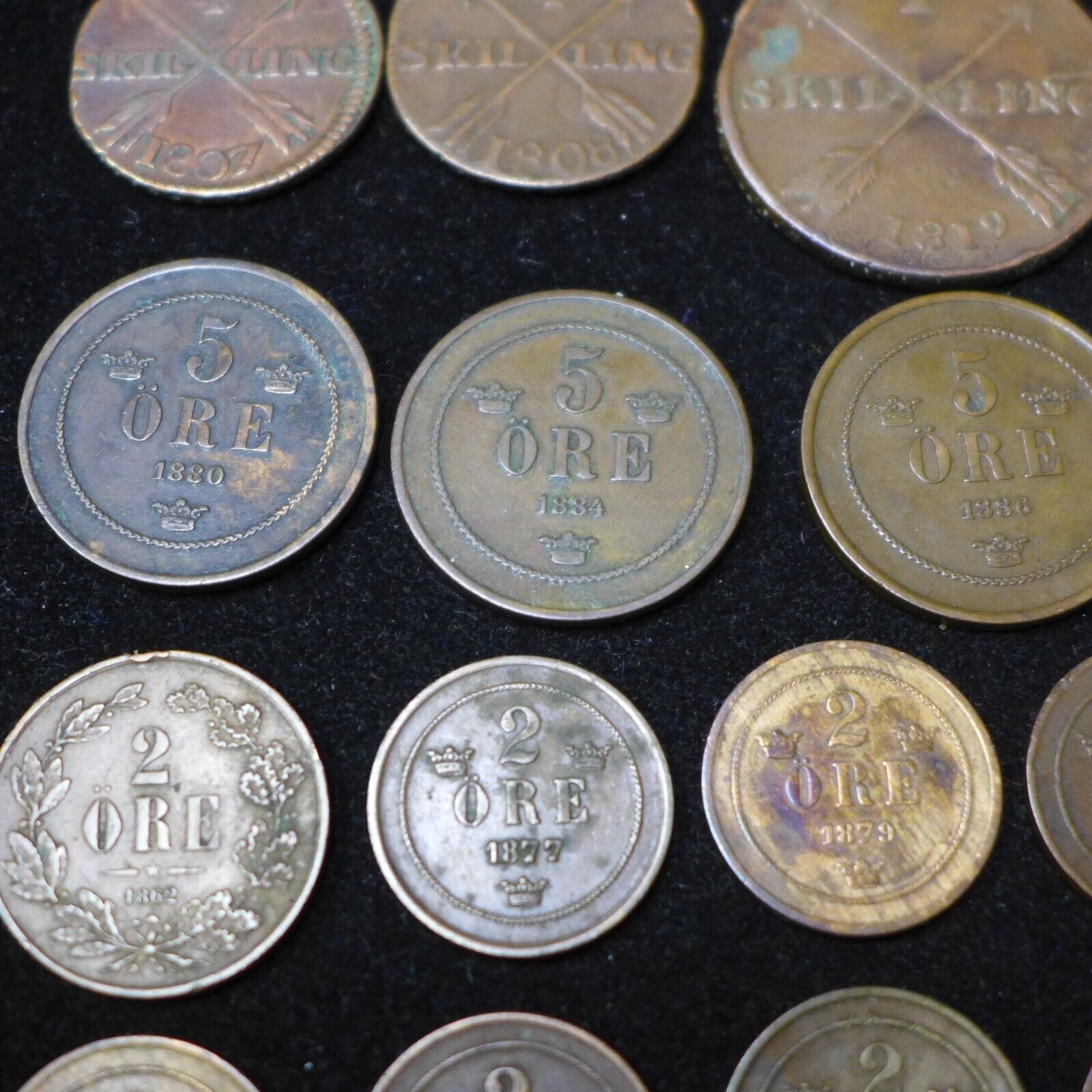 Lot of (60) SWEDEN MINOR COINS, SKILLING, ORE 1700's - 1900's