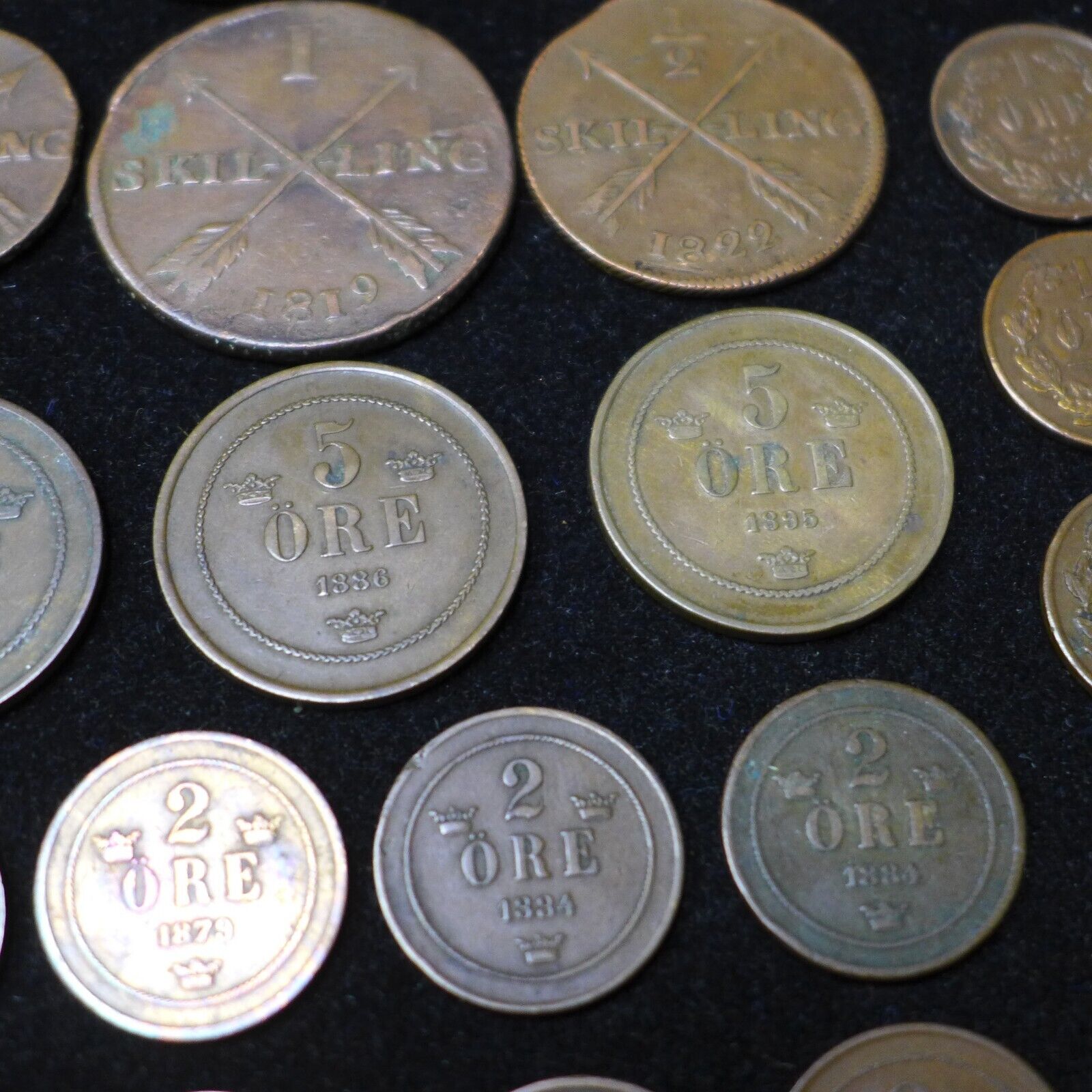 Lot of (60) SWEDEN MINOR COINS, SKILLING, ORE 1700's - 1900's