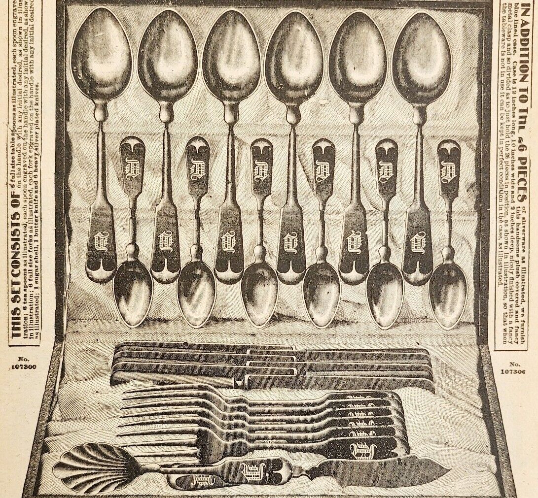 1900 Solid Silverware Set Advertisement Victorian Sears Roebuck 5.25 x 7"