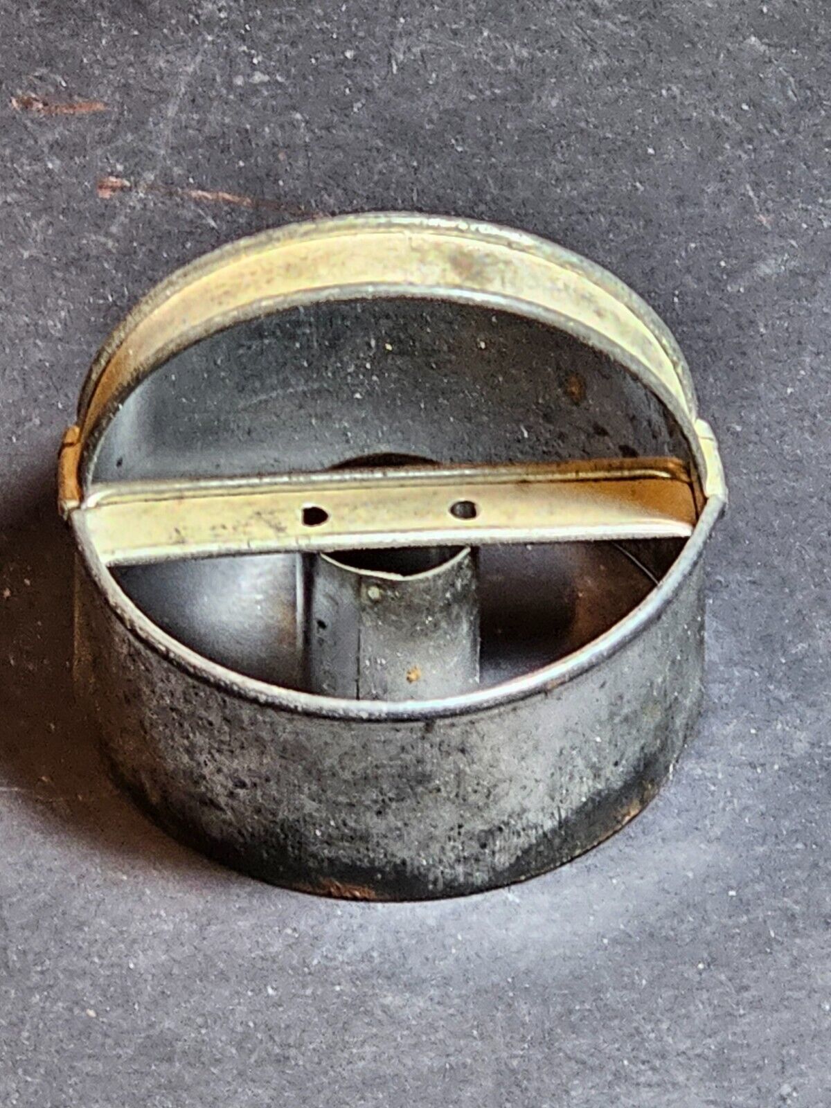 Tin cookie cutter 2.75 D x 2.5 H Primitive tinware early 1900s