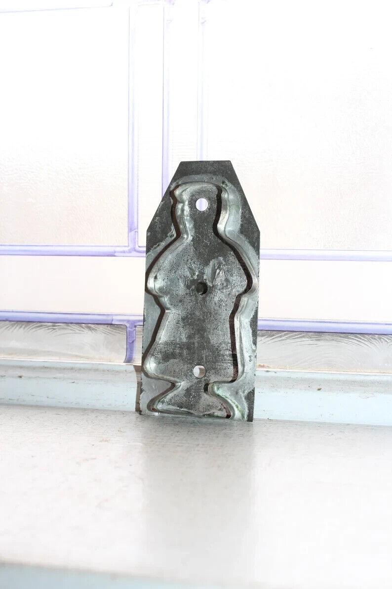 Primitive Antique Tin Woman Cookie Cutter Early 1900s Handmade