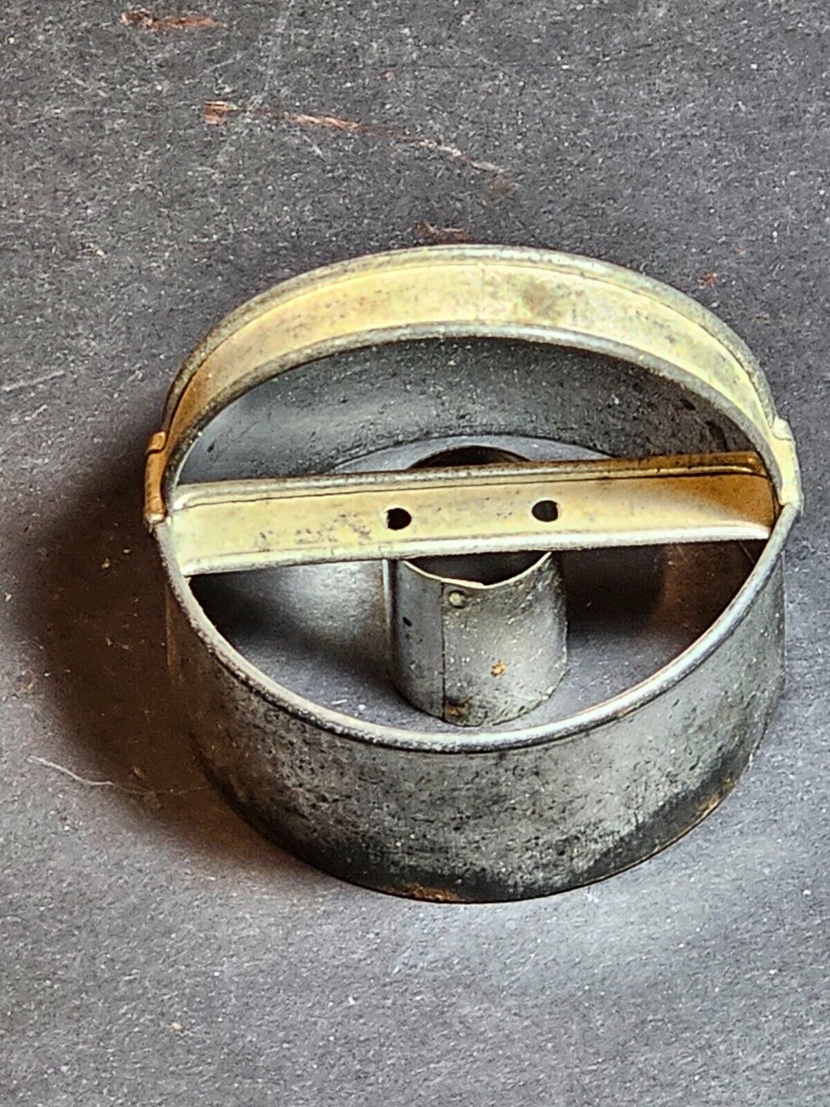 Tin cookie cutter 2.75 D x 2.5 H Primitive tinware early 1900s