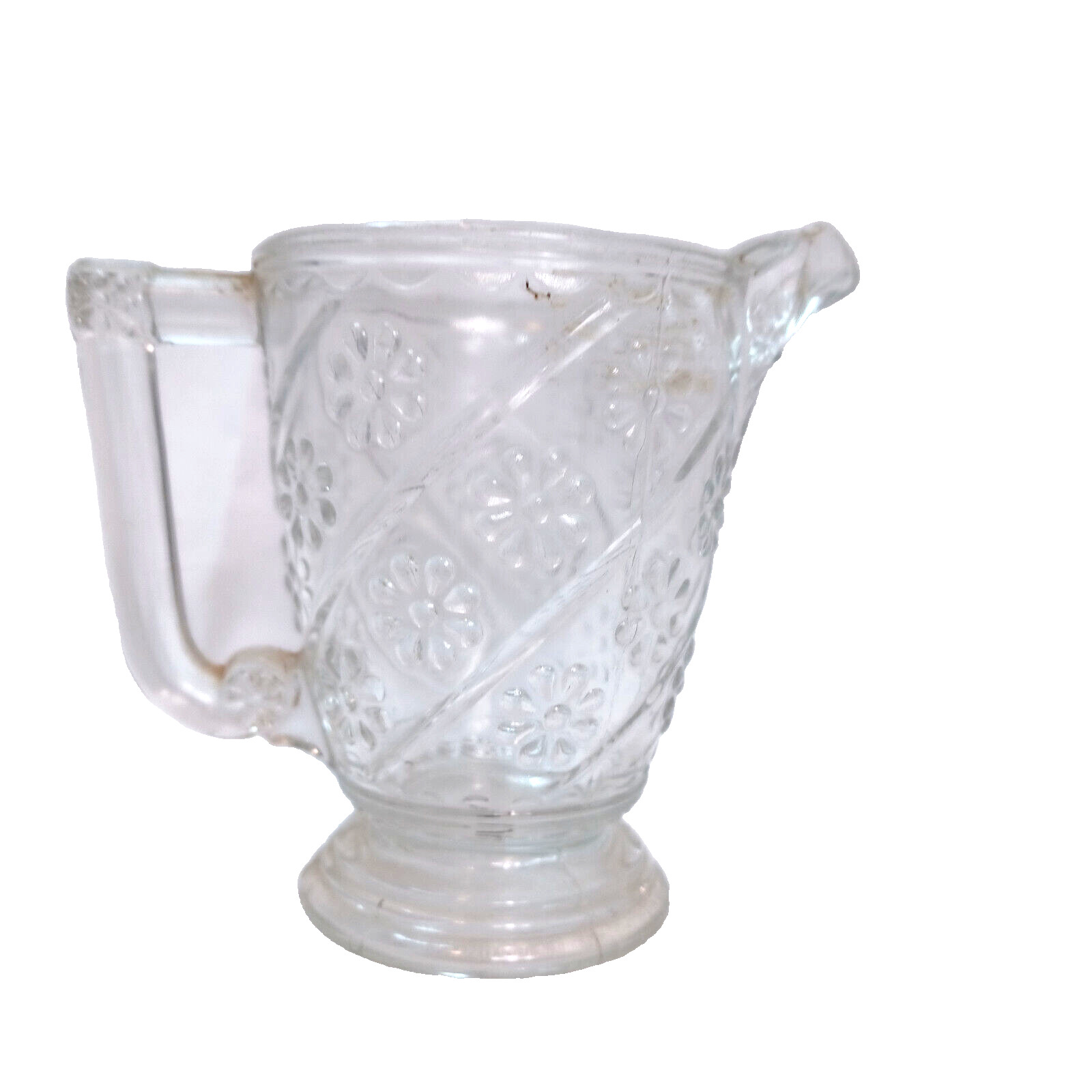 Antique Glass Creamer Diamond Rosette Pattern Late 1800's