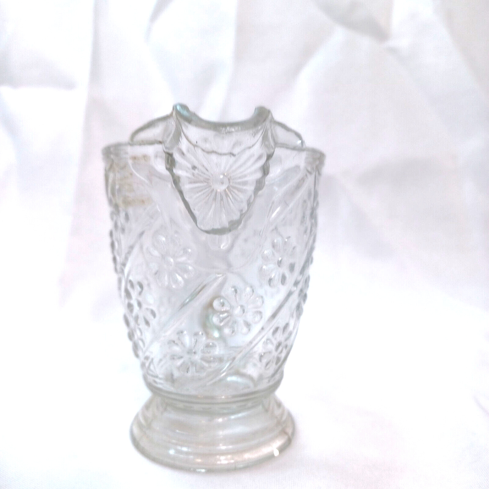 Antique Glass Creamer Diamond Rosette Pattern Late 1800's