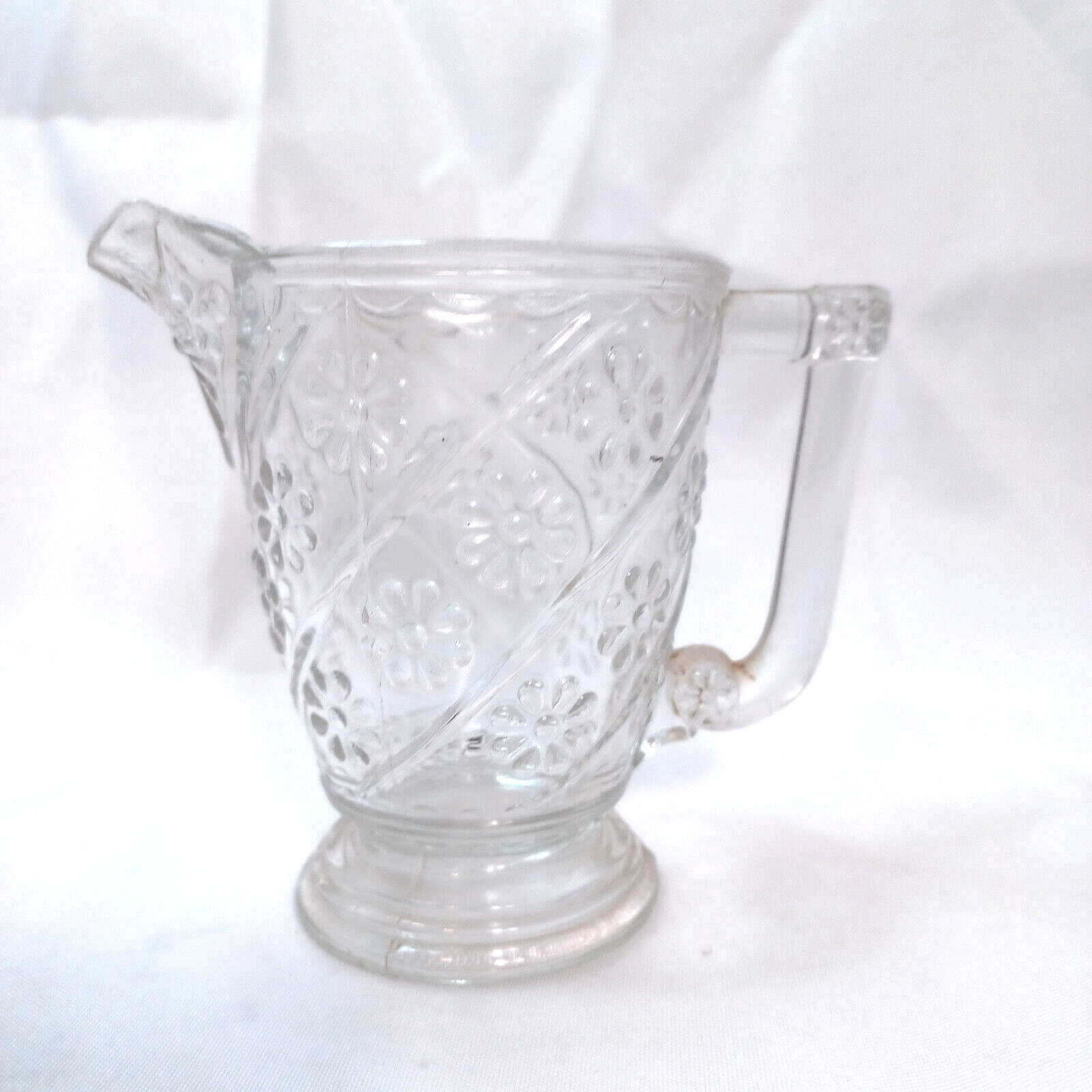 Antique Glass Creamer Diamond Rosette Pattern Late 1800's