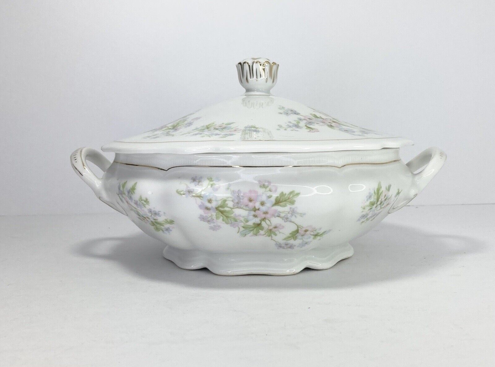 Antique ca 1900s Vienna VNN15 Porcelain Lidded Round Serving Bowl 9 1/5” Austria