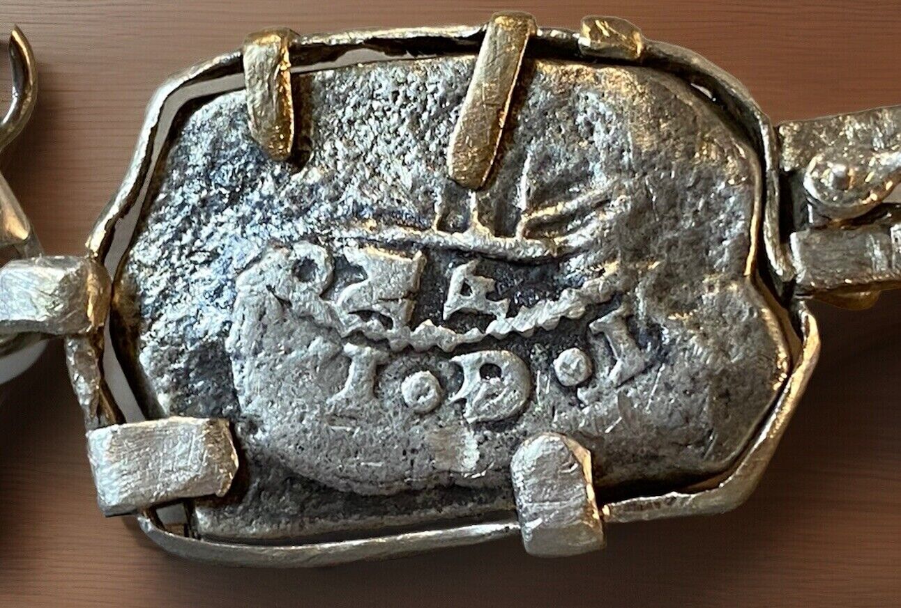 Authentic Vliegenthart Shipwreck Spanish 8-Real Silver Cob Coin in Bezel w/ COA