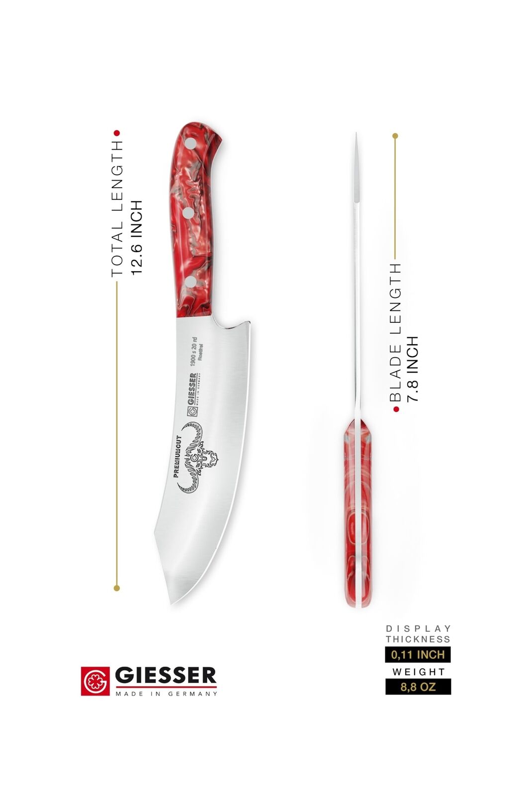 Giesser since 1776, Made in Germany, Chefs Knife 8 inch - Rock n Chop Knife, ...