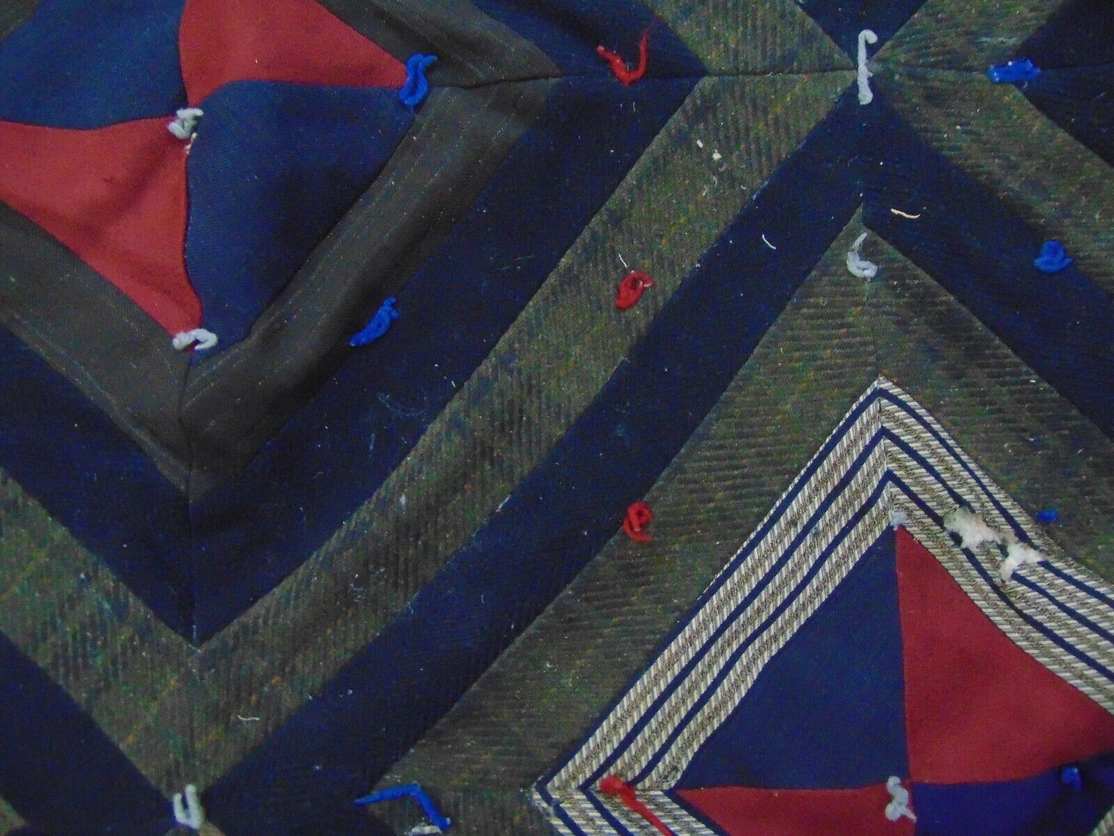 1900s Quilt-SHADOWS Pattern-49x69-Dark Wool Stripes/Diamonds-UNUSUAL-CUTTER-SALE
