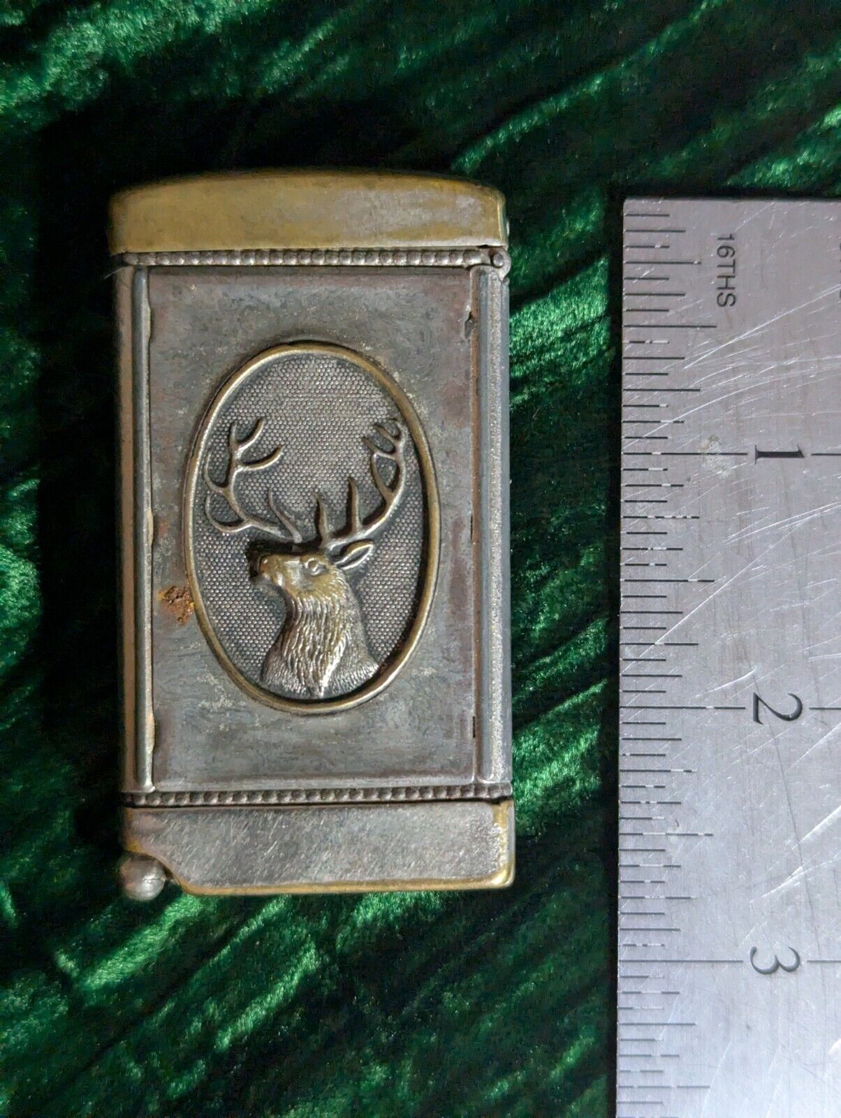 Match Safe with Cutter / Early 1900's / Silver with Elk and Lady
