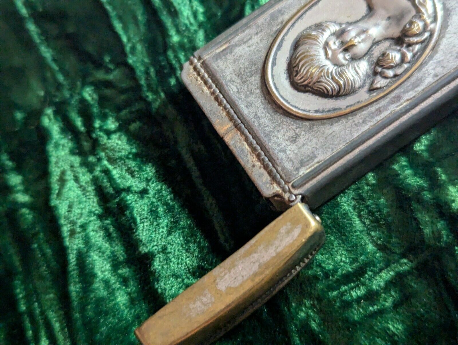 Match Safe with Cutter / Early 1900's / Silver with Elk and Lady