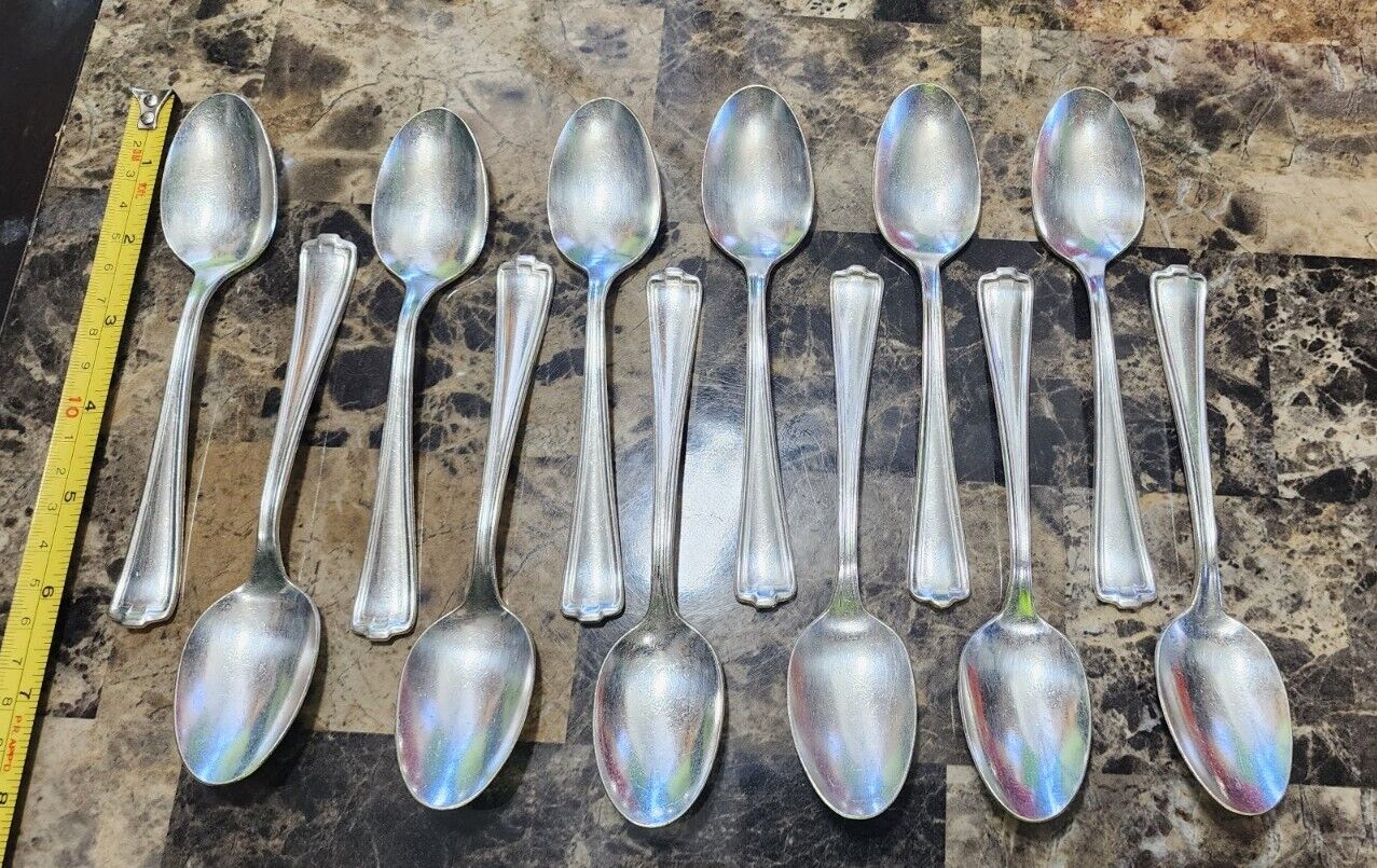 ✅ SET OF 12 ANTIQUE c1912 CROMWELL SILVERPLATED TEASPOONS/TEA SPOONS 🍵