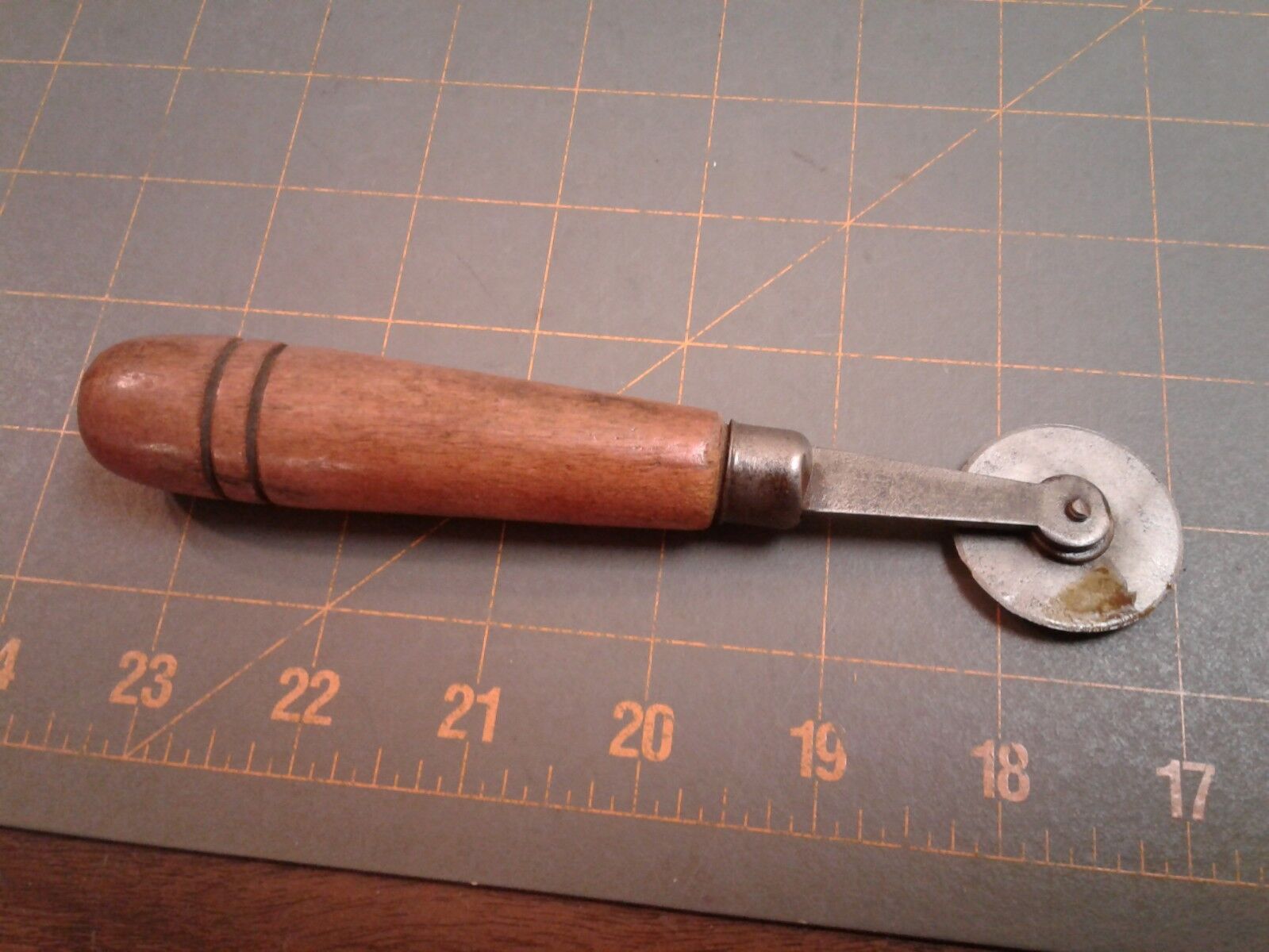 Antique Primitive Leather Cutter with Wooden Handle 1900s Era 