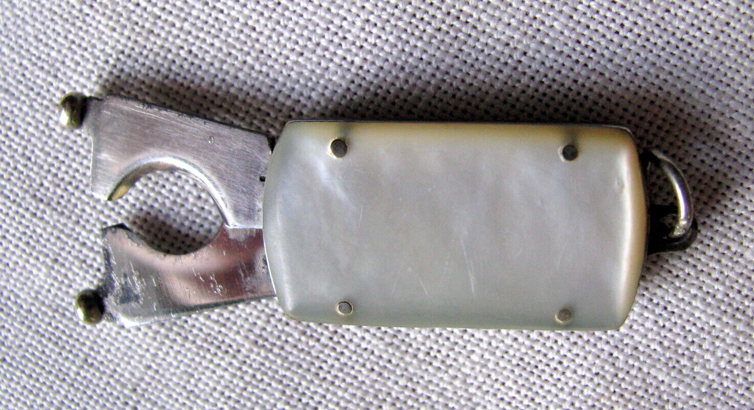 ANTIQUE PEARL SMALL WATCH FOB CIGAR/CHEROOT CUTTER c.1890s- EARLY 1900s