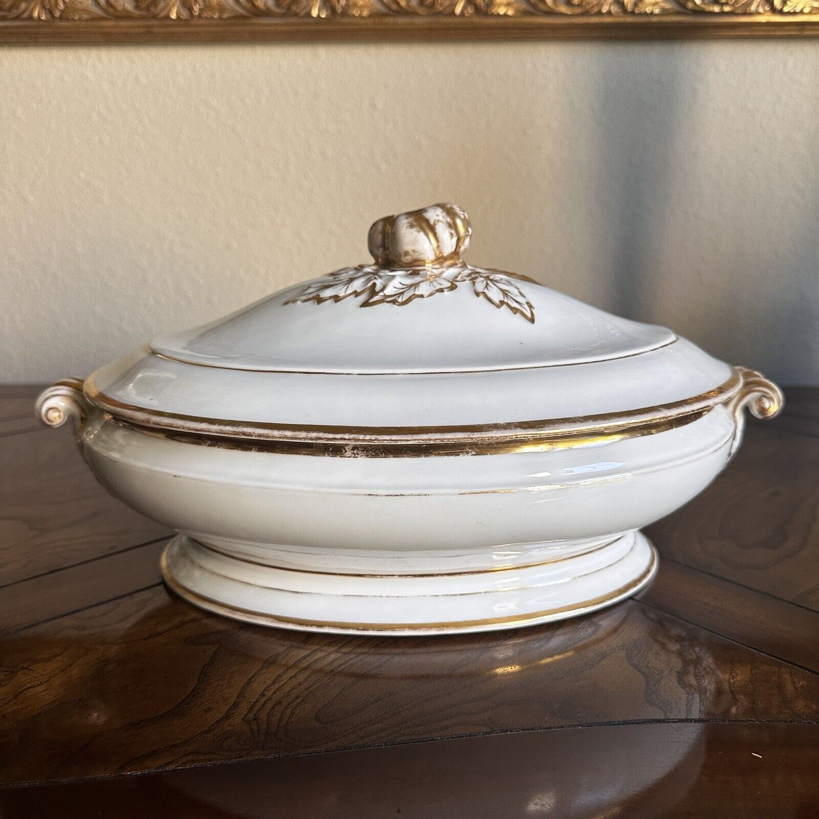 H&C Haviland Limoges Serving Dish 13" Length Gold Trim Floral Design 1800s